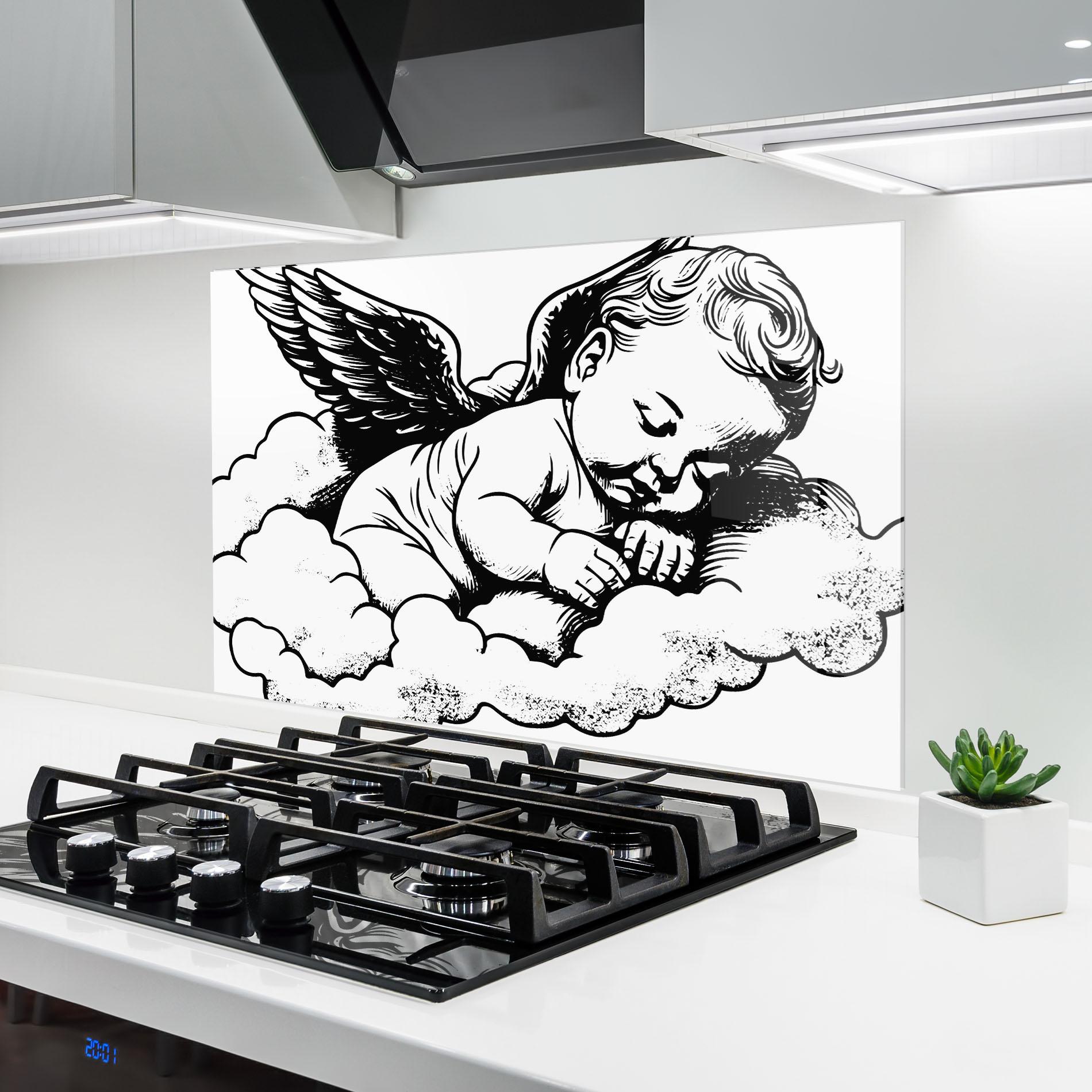 Küchenrückwand Glas Angel Sleeping mockup 6