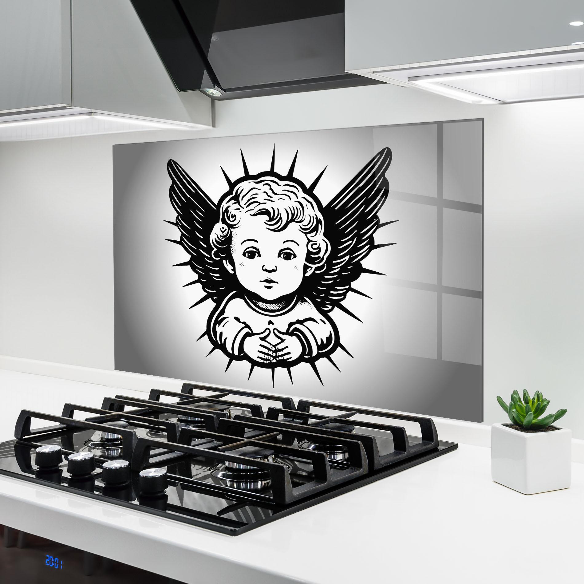 Küchenrückwand Glas Angel Small Wings mockup 6
