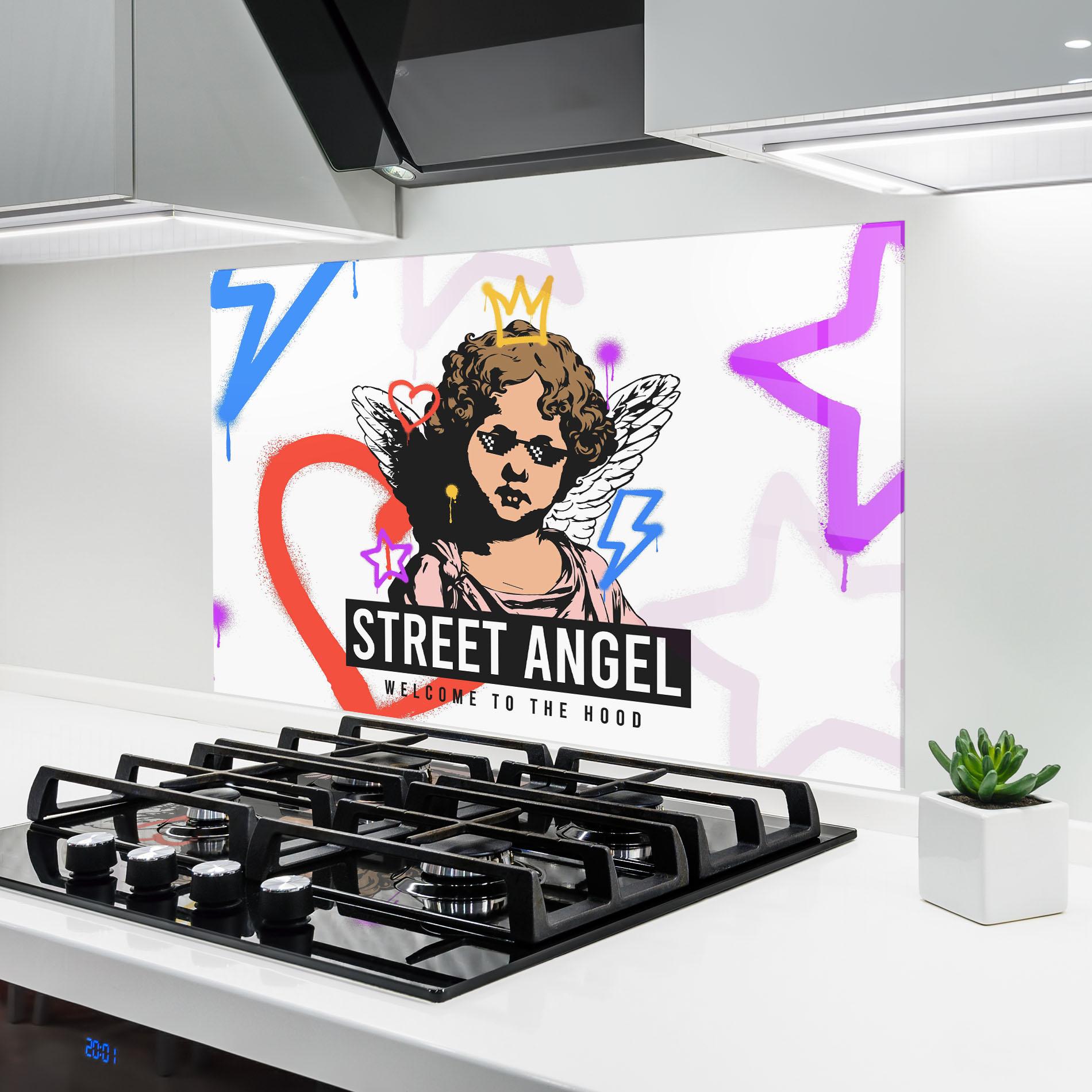 Küchenrückwand Glas Hood Angel mockup 6
