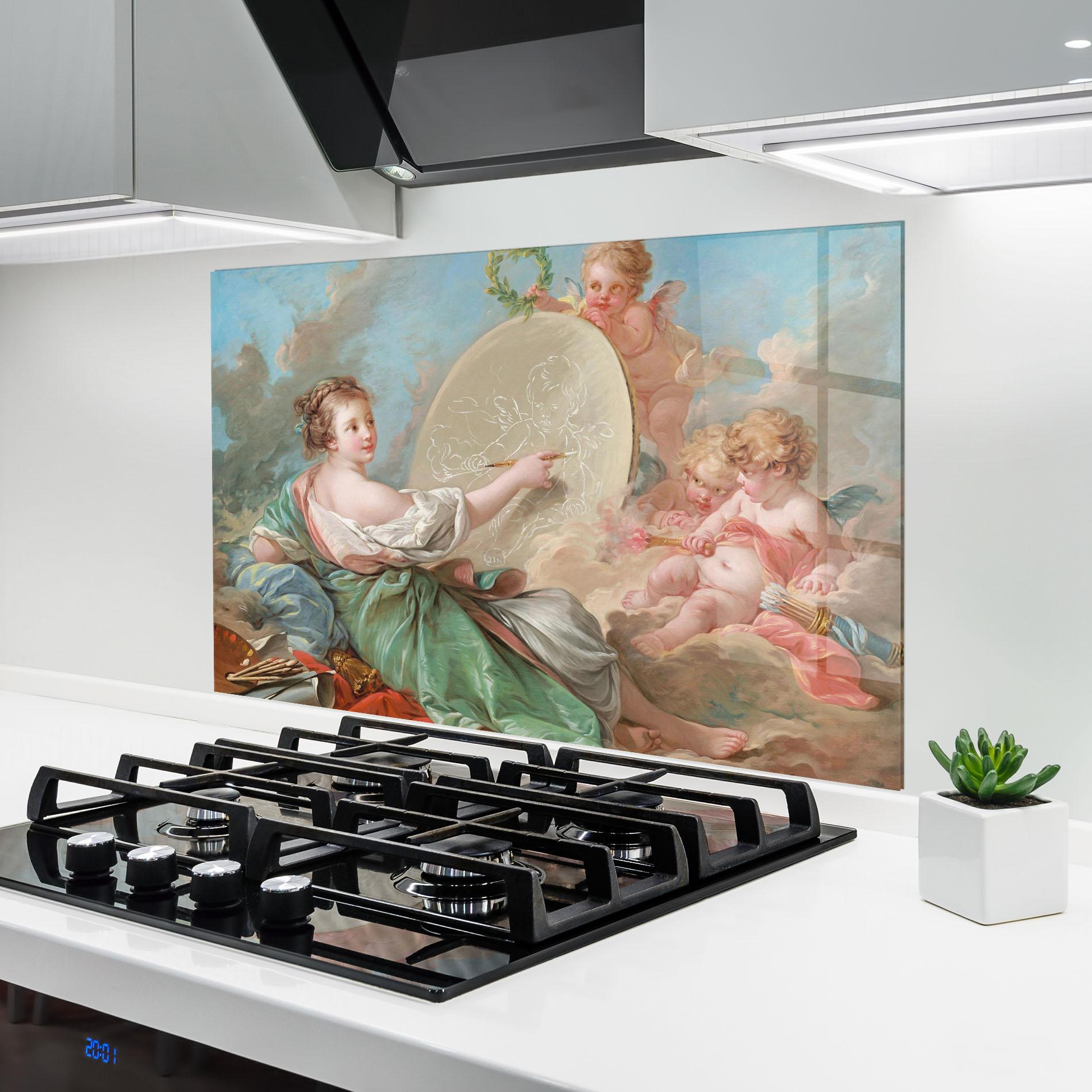 Küchenrückwand Glas Painting Cute Angels mockup 6