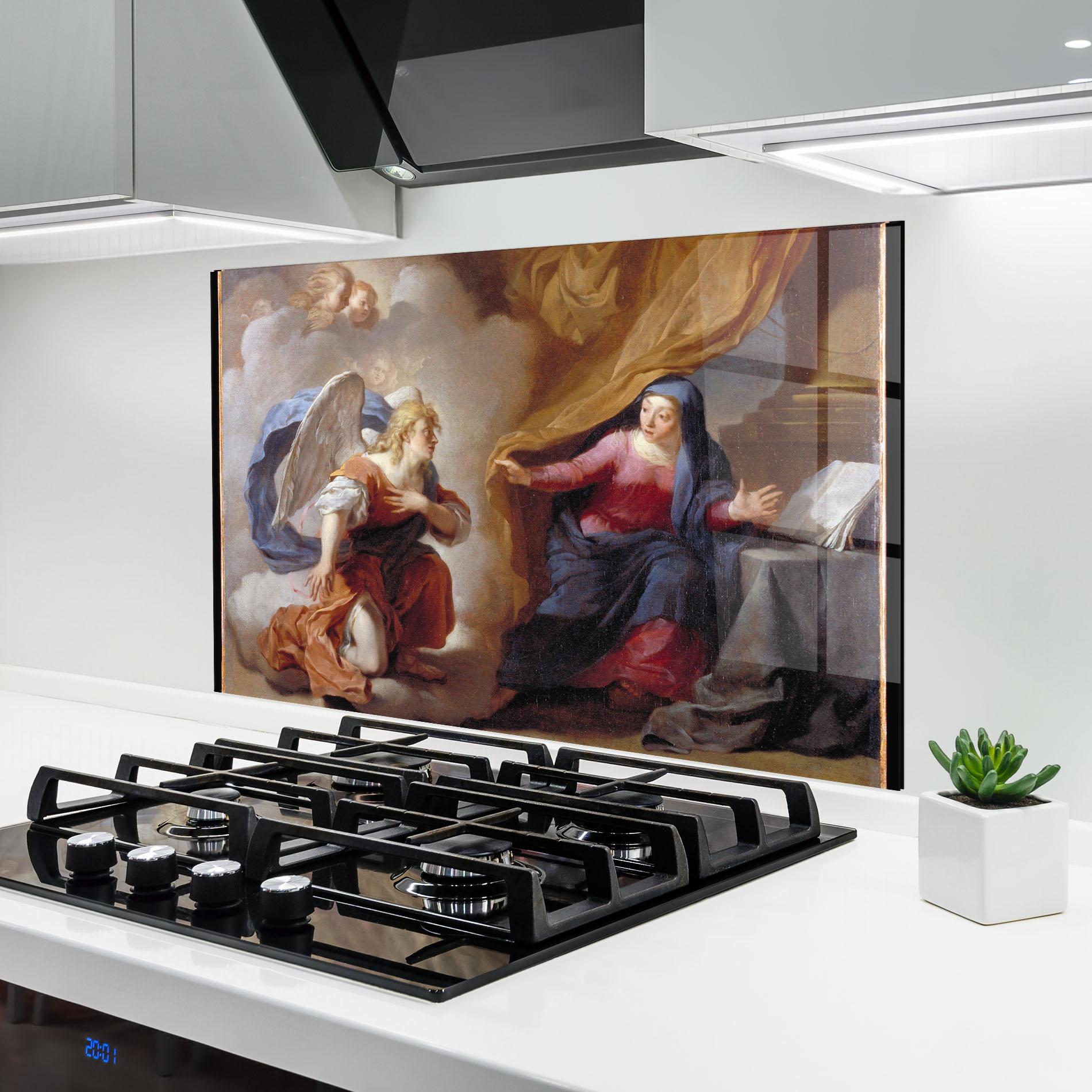 Küchenrückwand Glas Painting Old Angel mockup 6