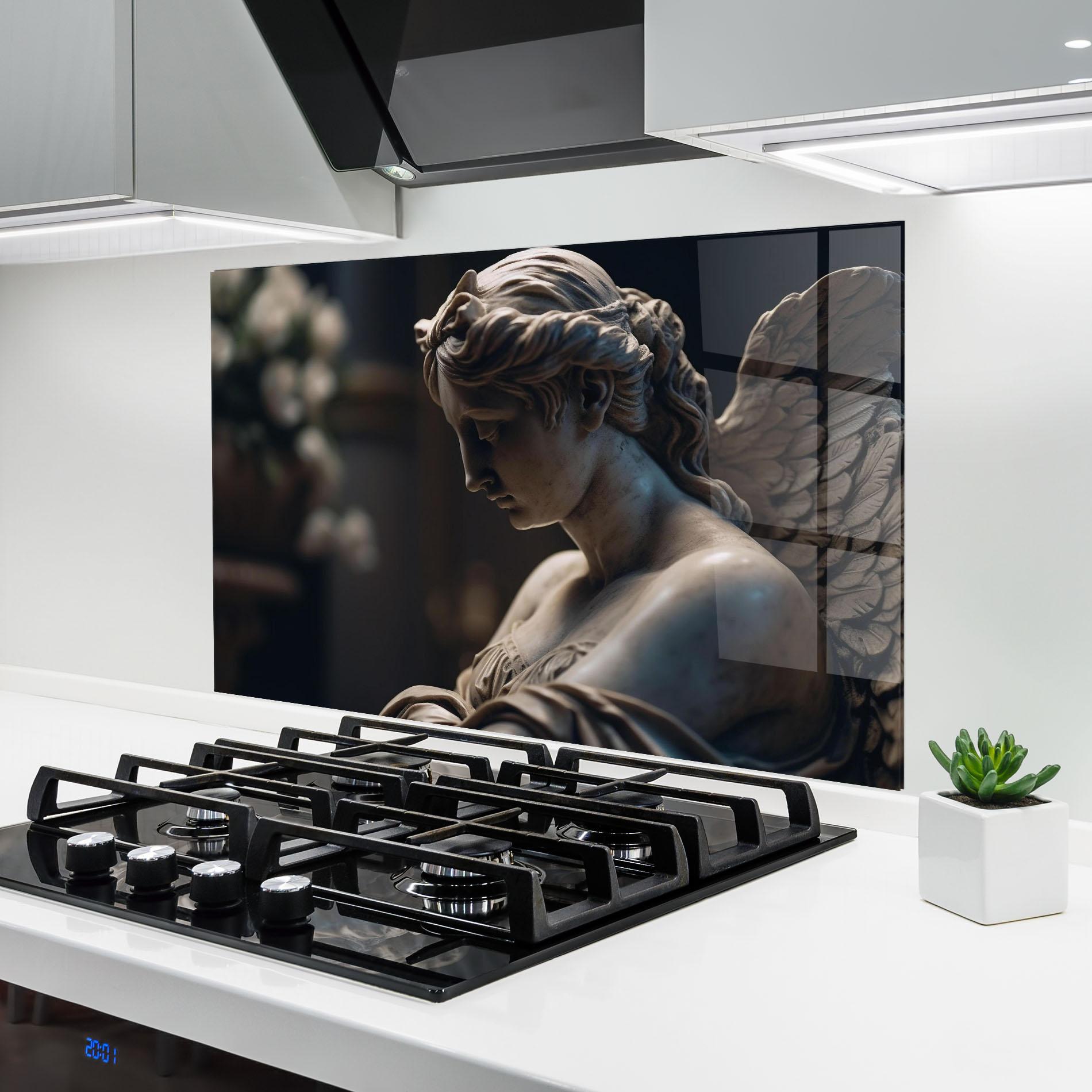 Küchenrückwand Glas Praying Woman mockup 6