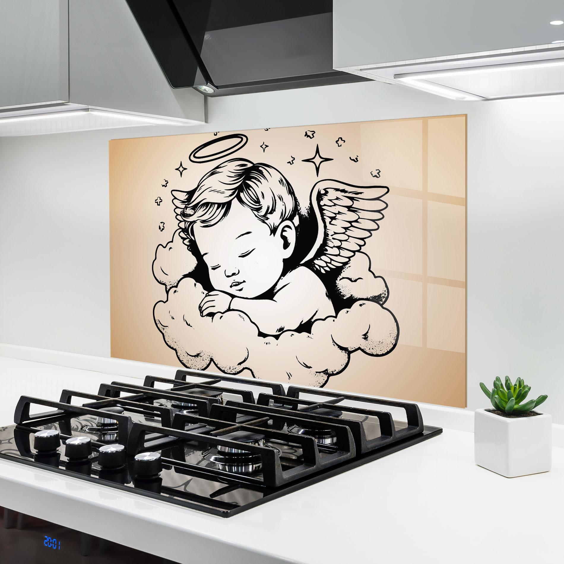 Küchenrückwand Glas Sleepy Angel mockup 6
