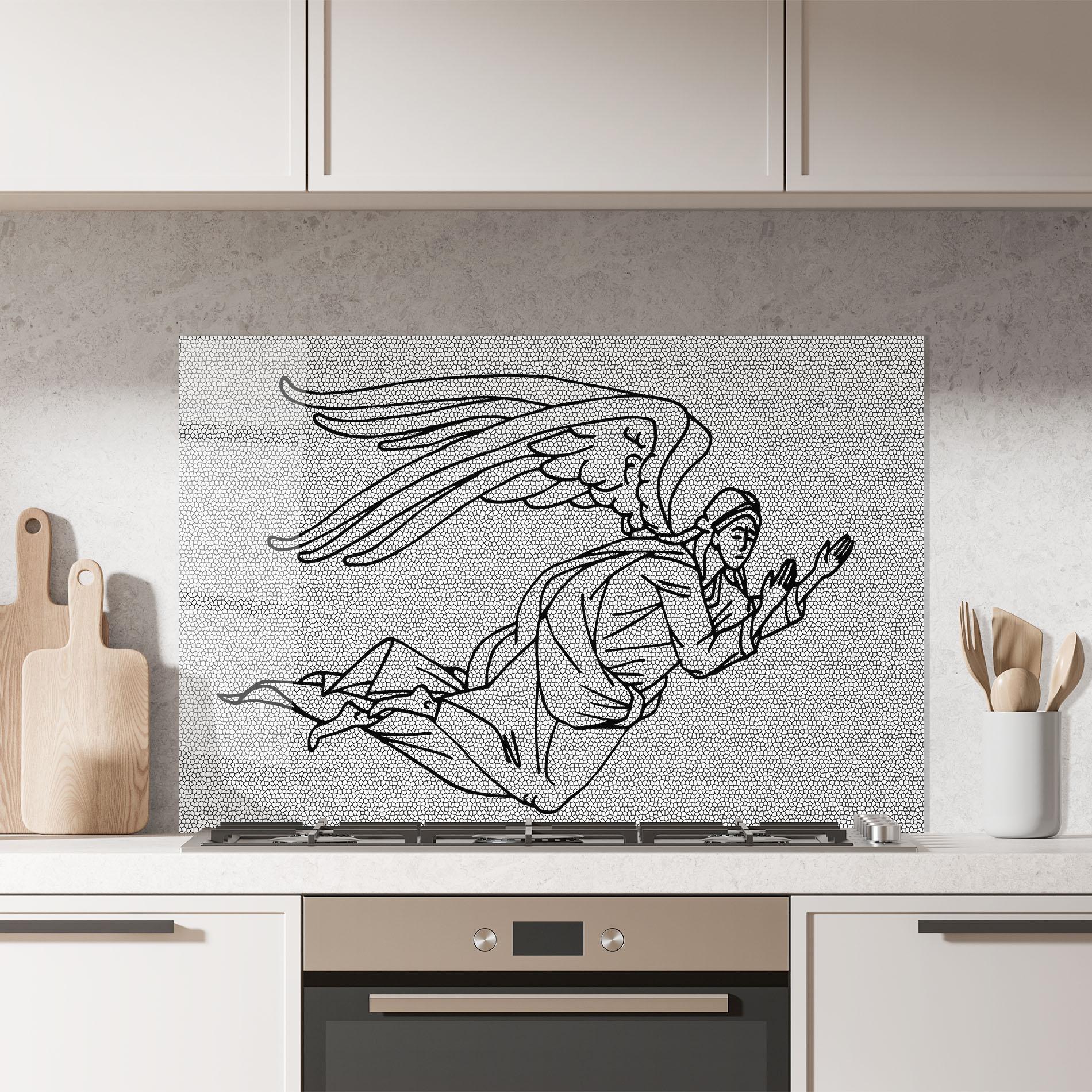 Küchenrückwand Glas Angel Flying mockup 7