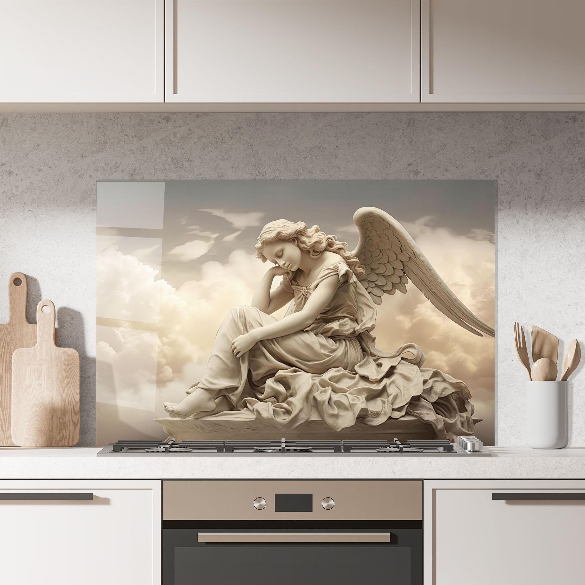 Küchenrückwand Glas Angel Guardian Cloud mockup 7