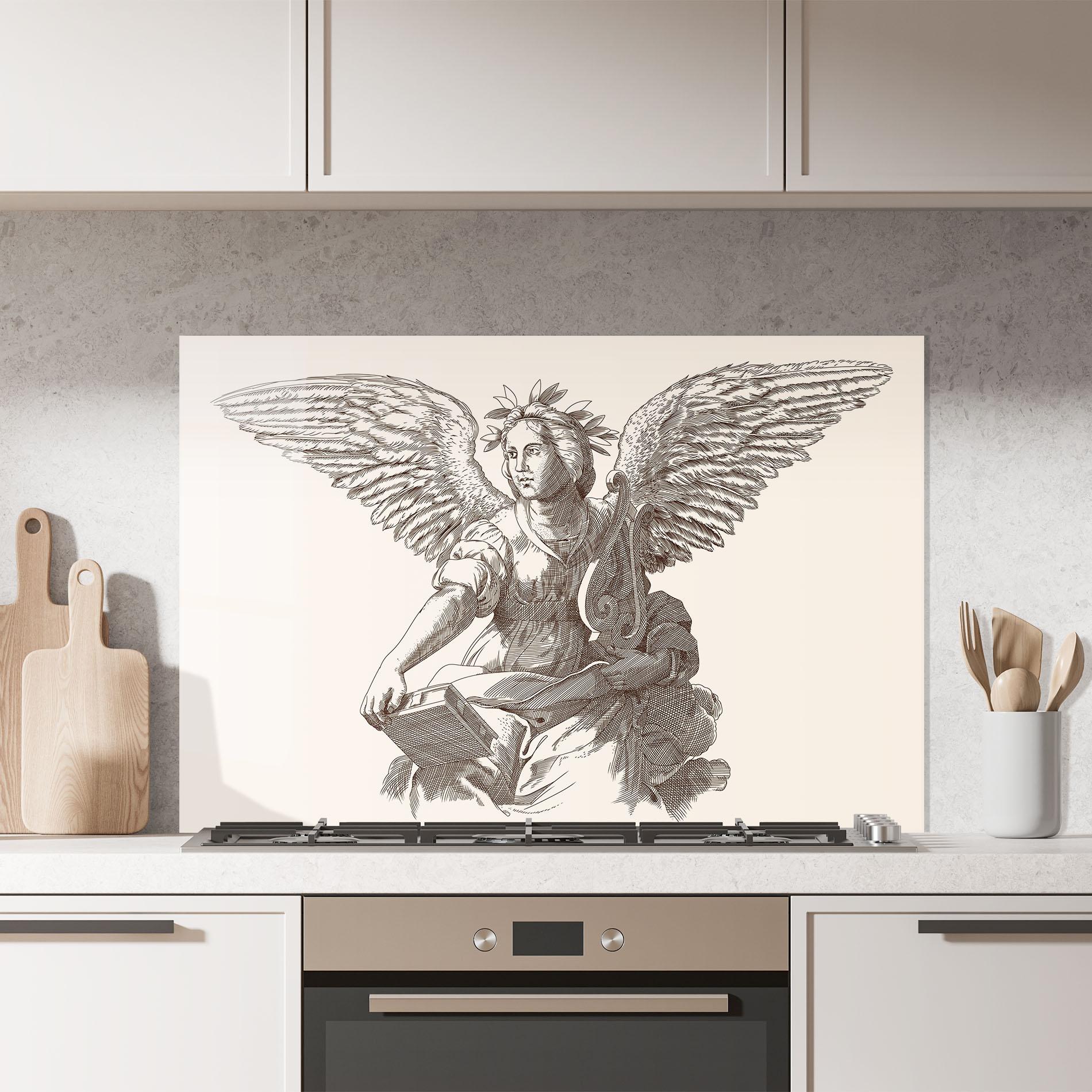 Küchenrückwand Glas Brown Line Angel mockup 7
