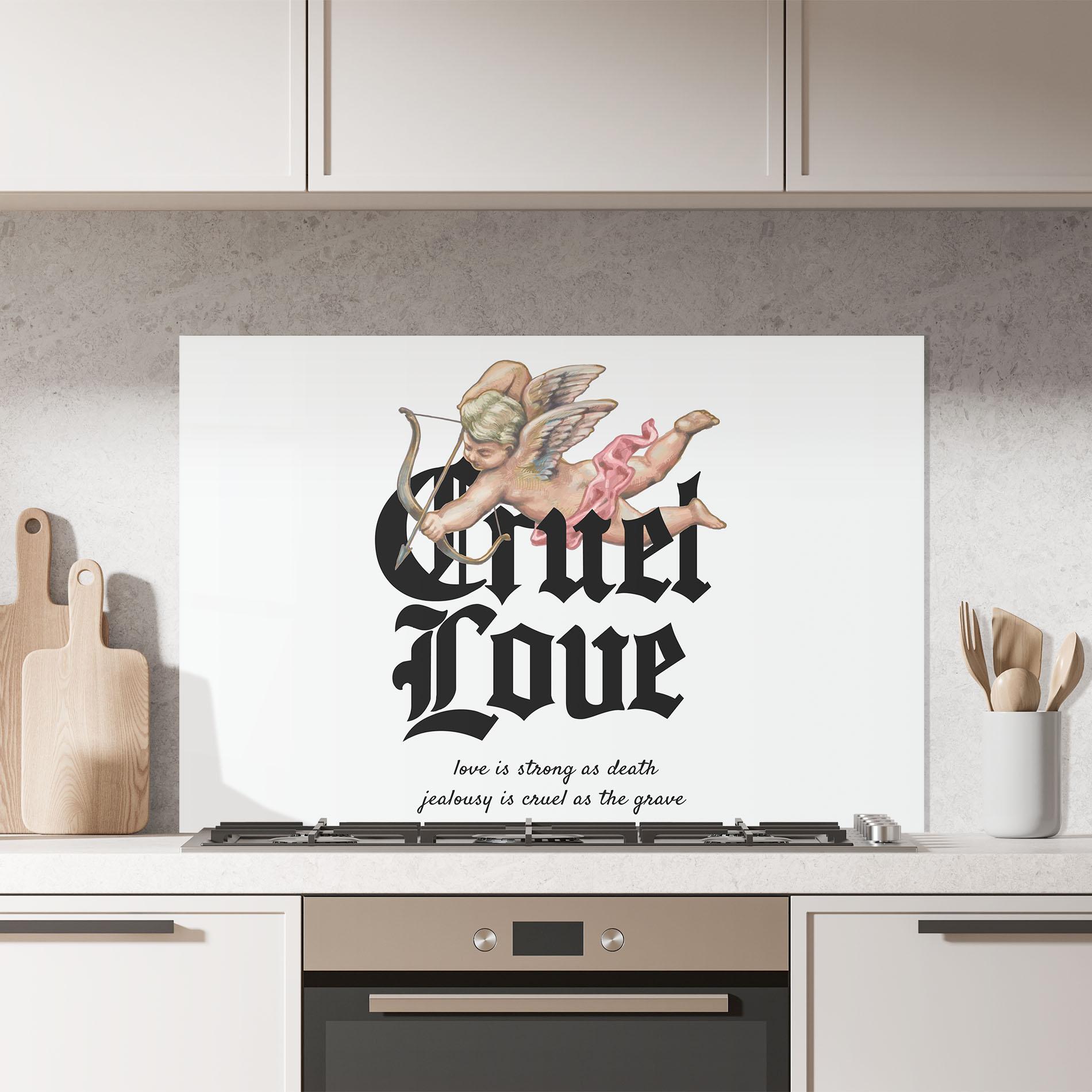 Küchenrückwand Glas Cruel Love mockup 7