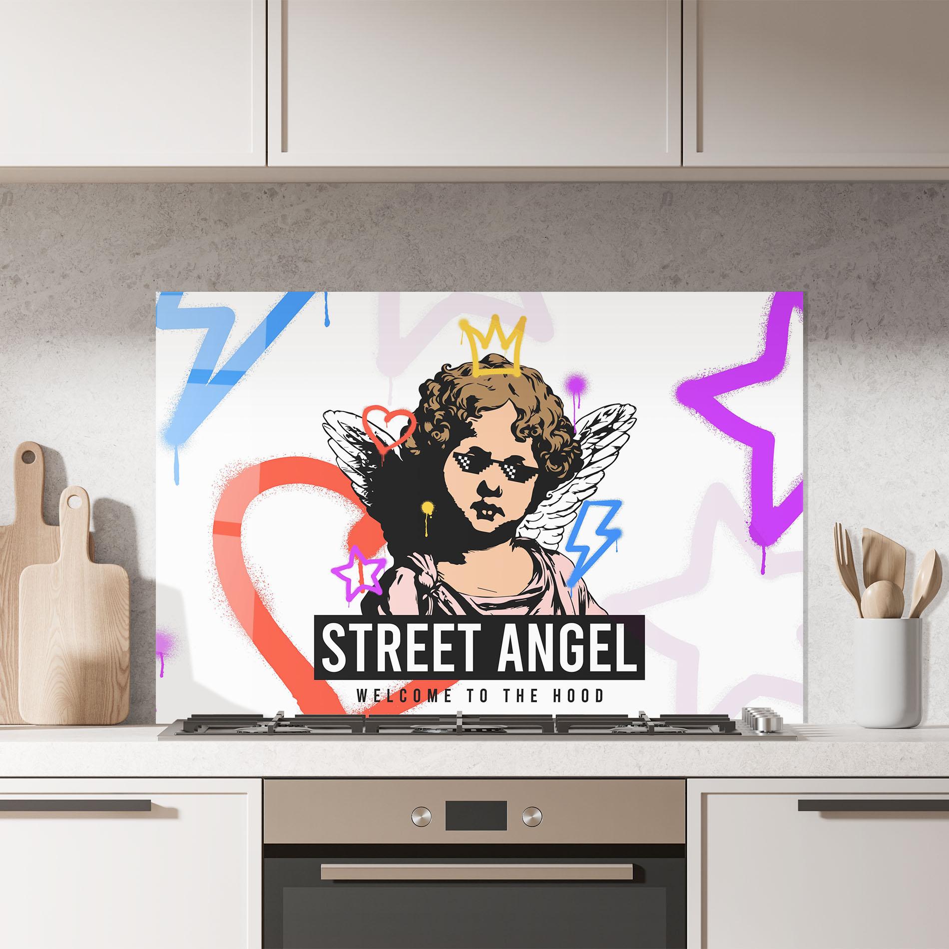 Küchenrückwand Glas Hood Angel mockup 7