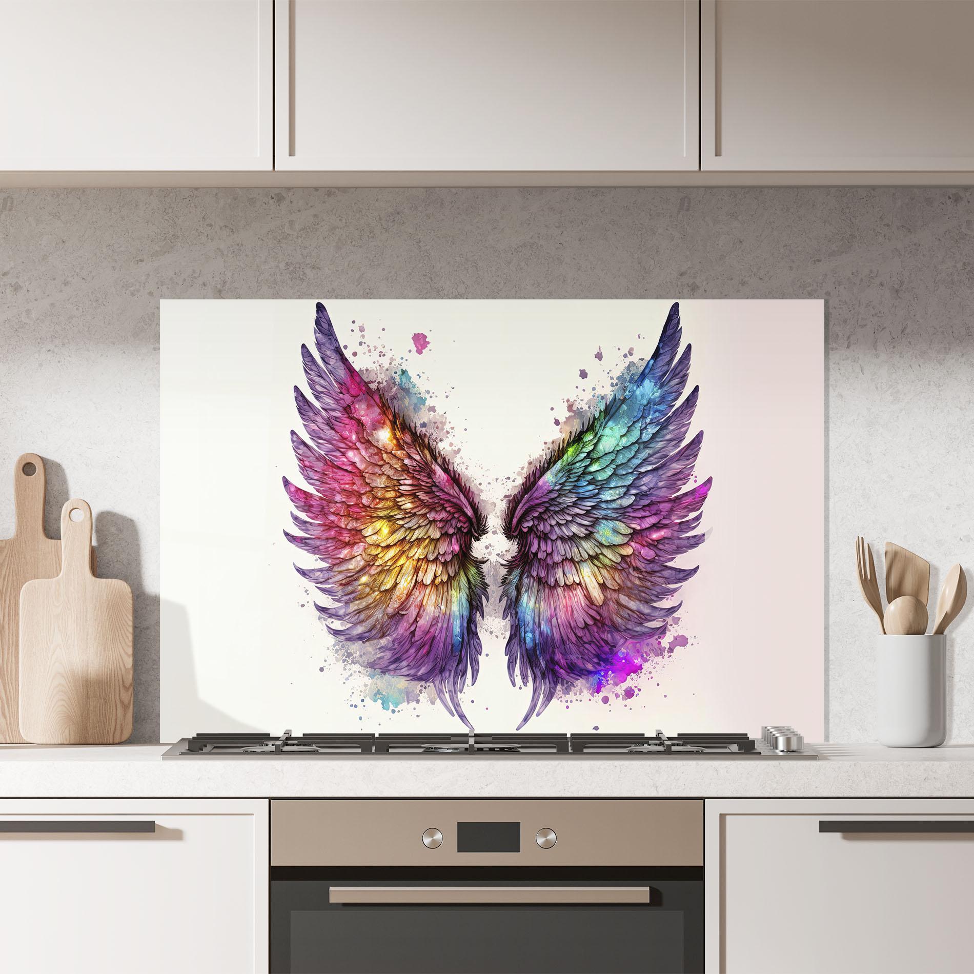 Küchenrückwand Glas Magic Watercolor Wings mockup 7