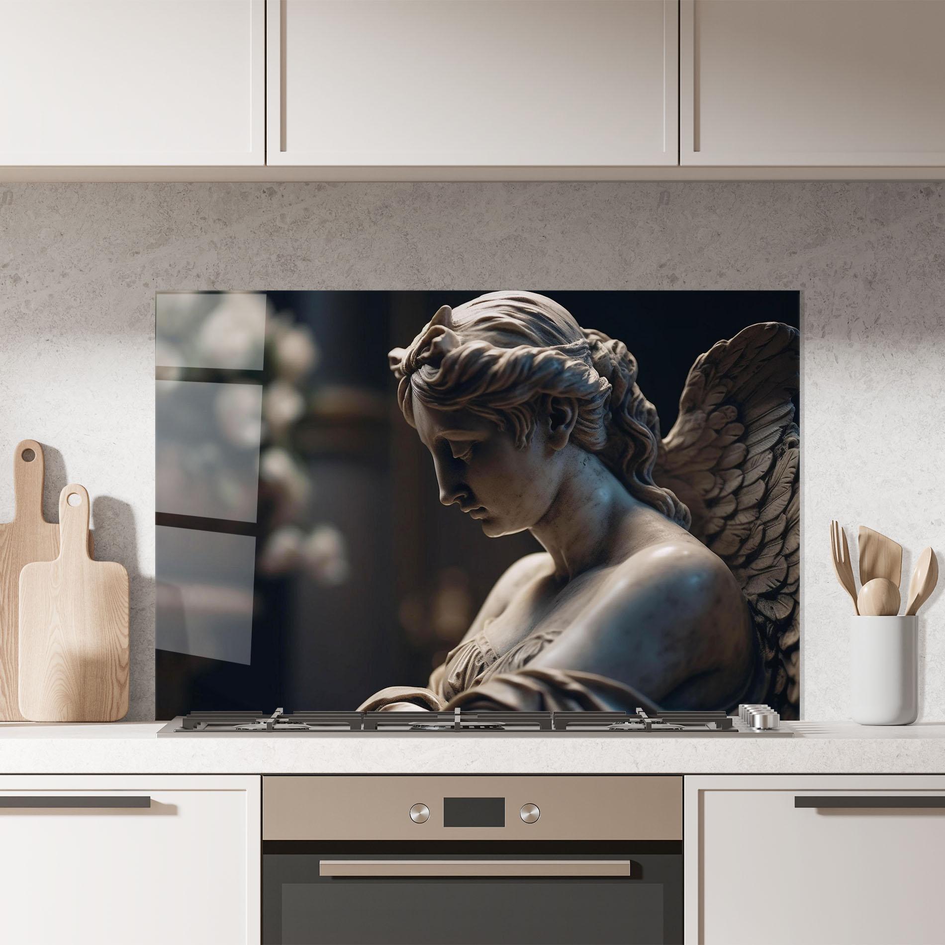 Küchenrückwand Glas Praying Woman mockup 7