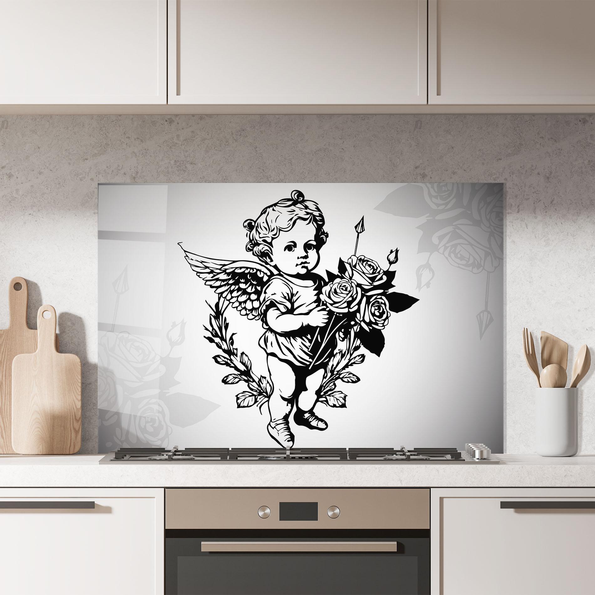 Küchenrückwand Glas Roses Angel mockup 7