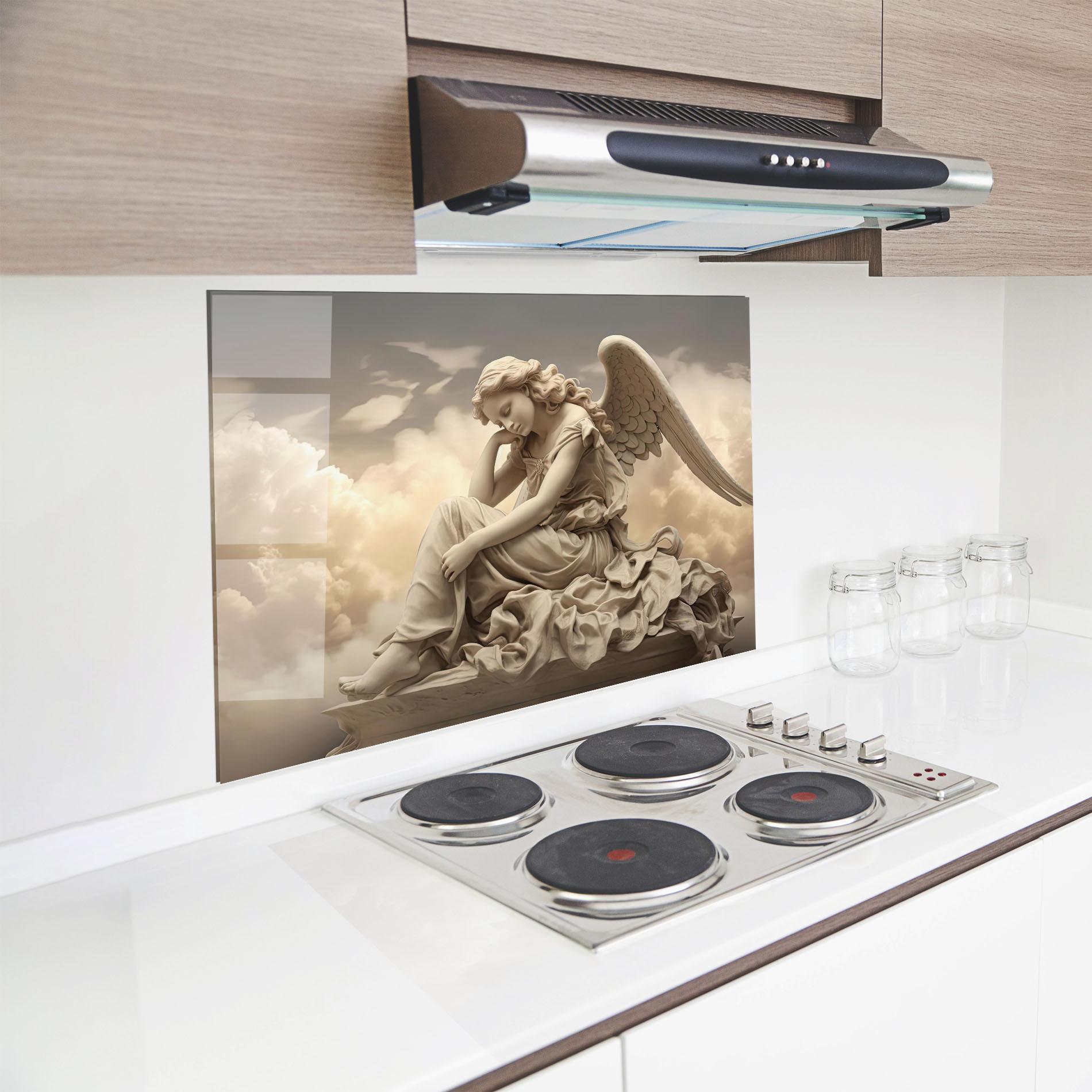 Küchenrückwand Glas Angel Guardian Cloud mockup 8