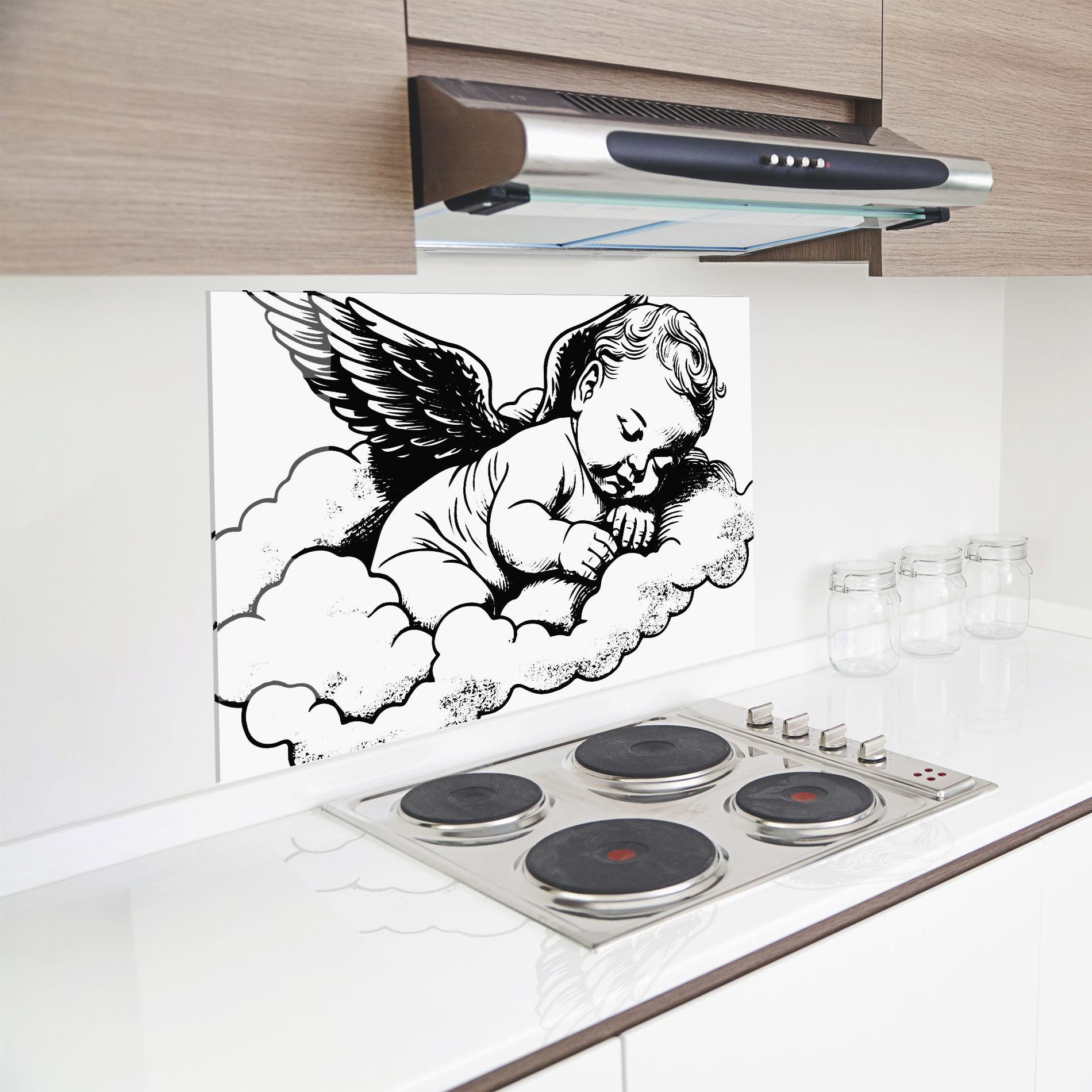 Küchenrückwand Glas Angel Sleeping mockup 8