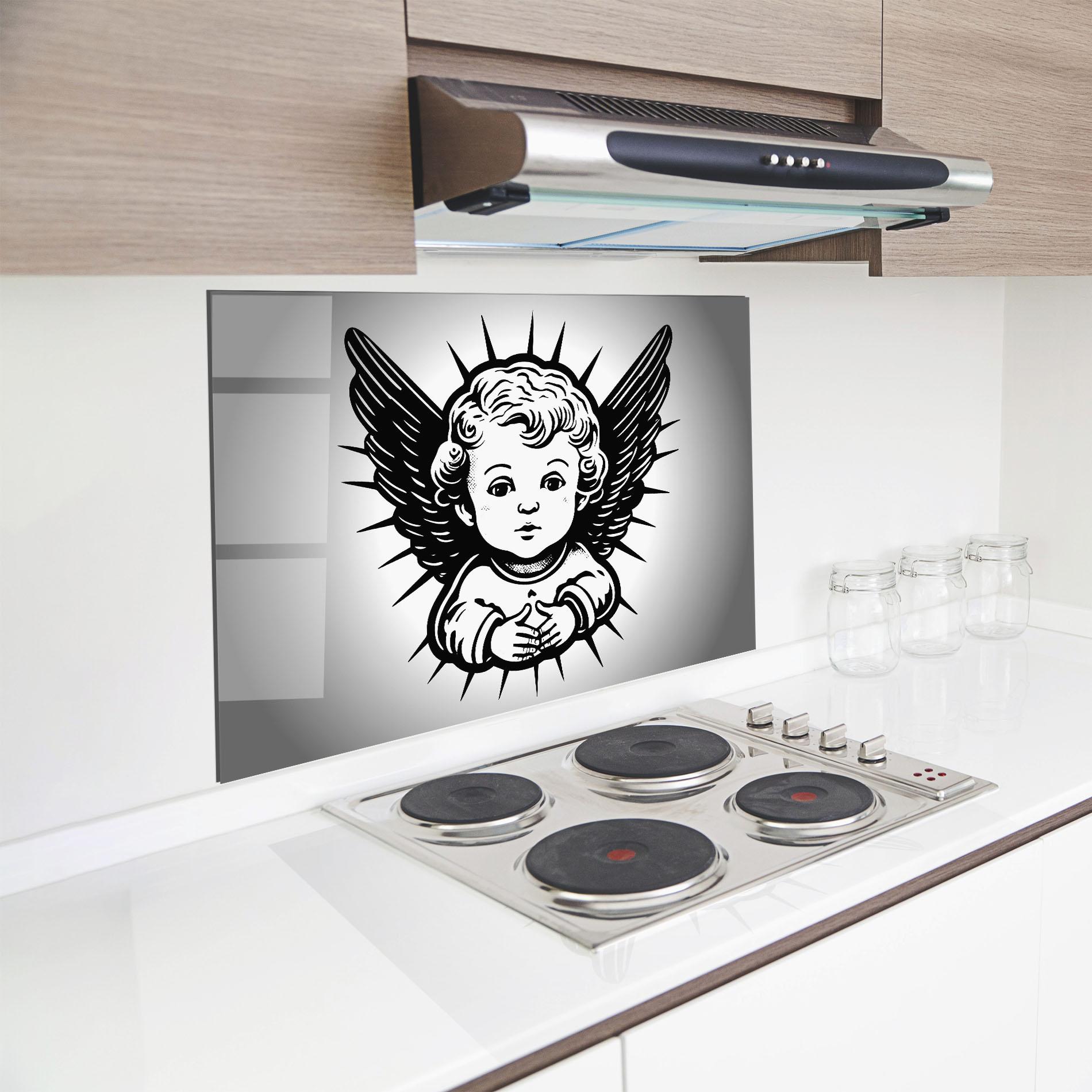 Küchenrückwand Glas Angel Small Wings mockup 8