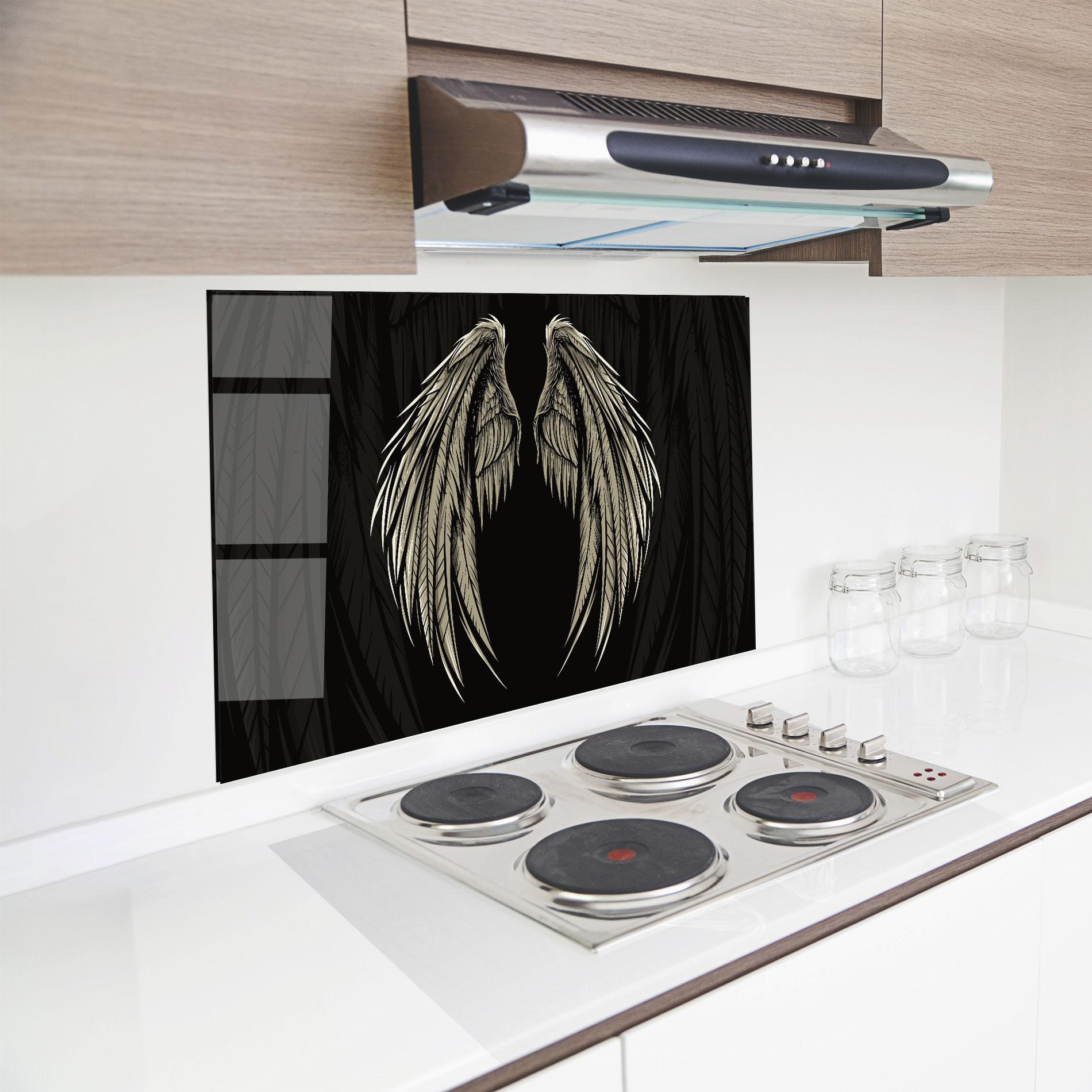 Küchenrückwand Glas Angel Wing mockup 8