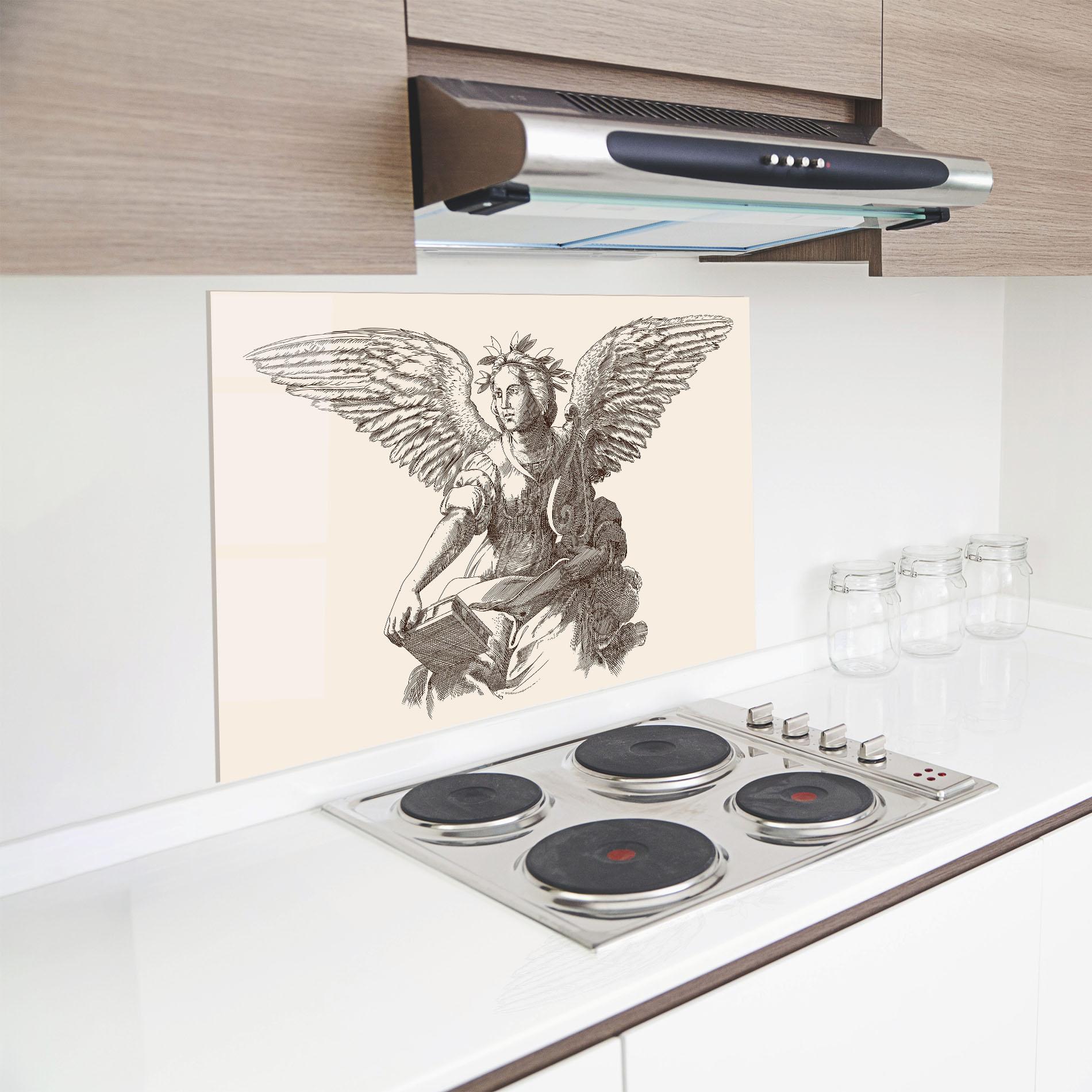 Küchenrückwand Glas Brown Line Angel mockup 8