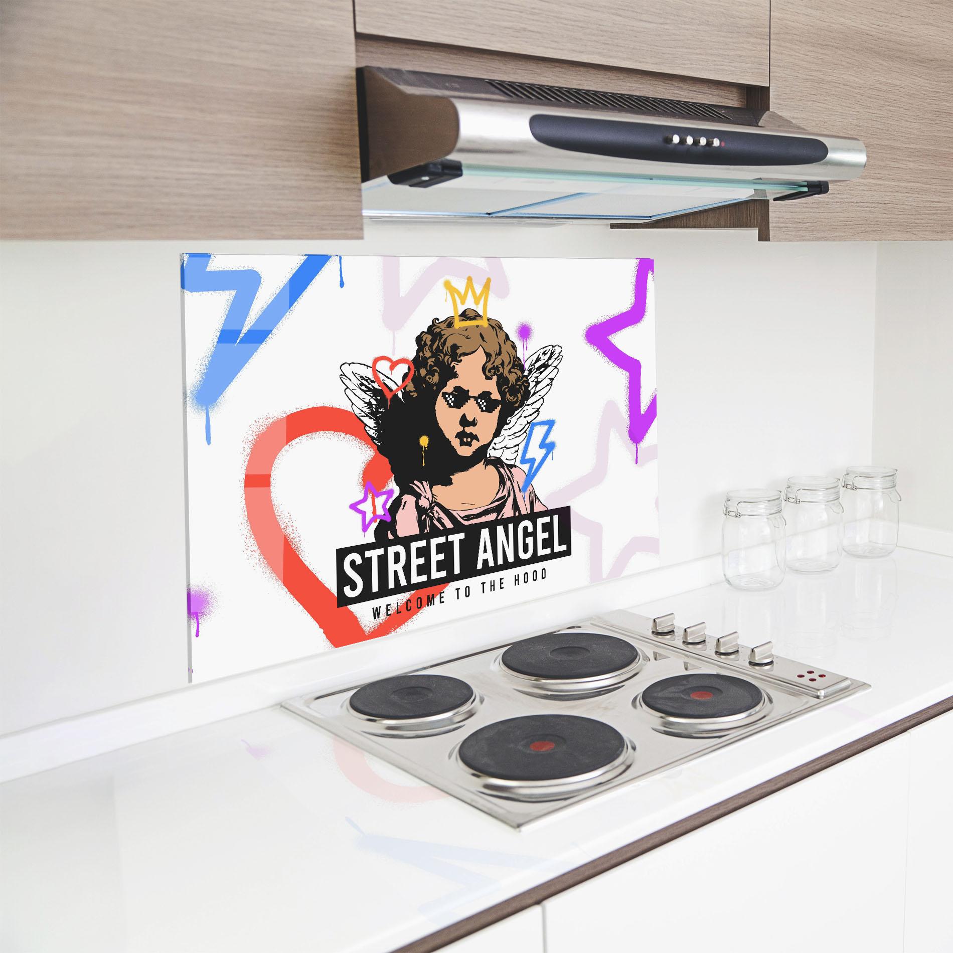 Küchenrückwand Glas Hood Angel mockup 8