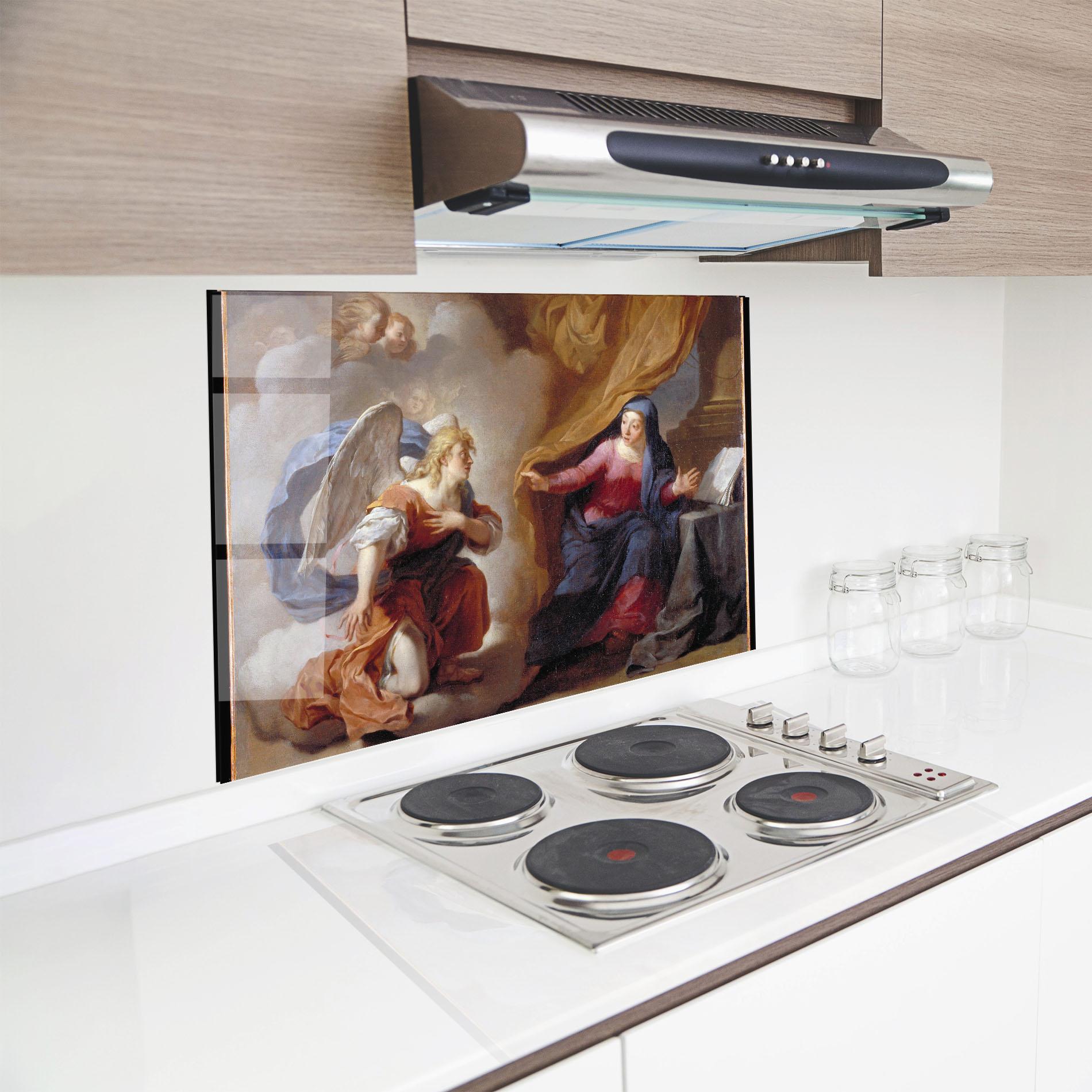 Küchenrückwand Glas Painting Old Angel mockup 8