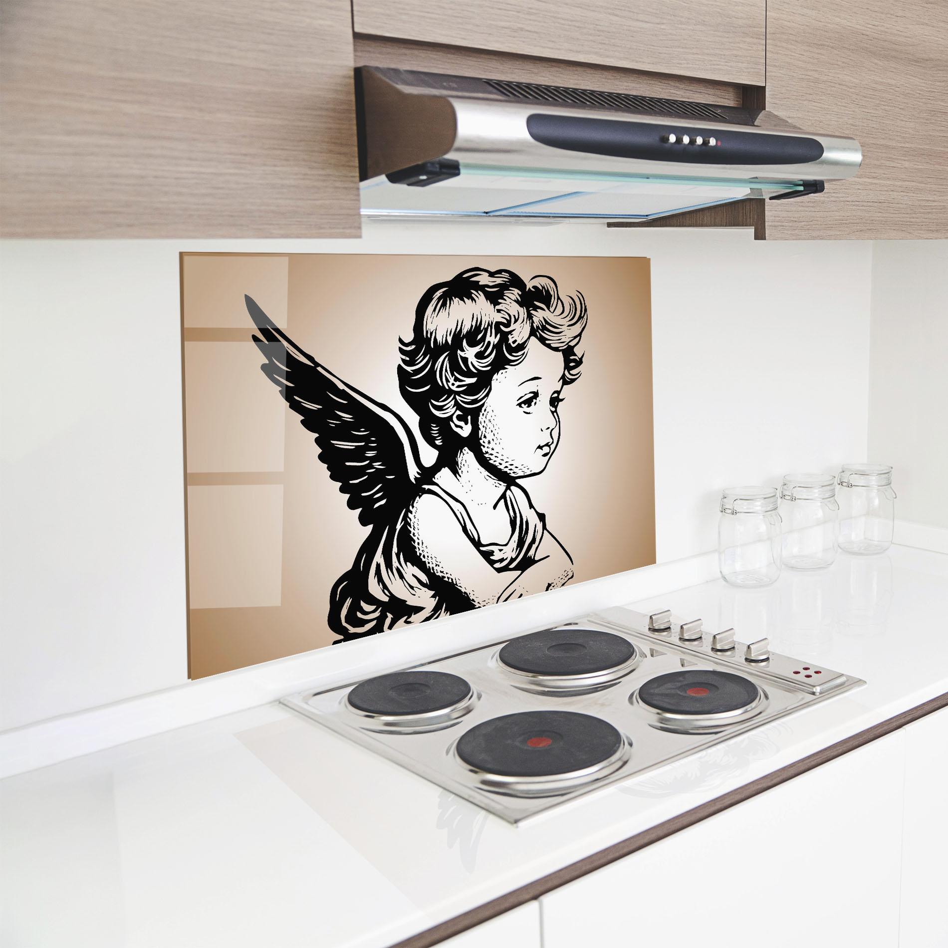 Küchenrückwand Glas Small Angel Baby mockup 8