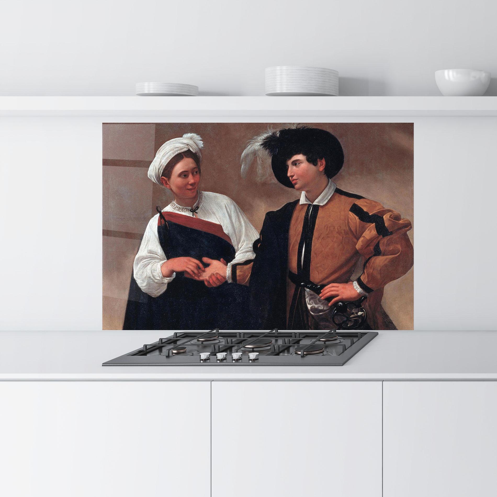 Küchenrückwand Glas Caravaggio Good Luck mockup 9