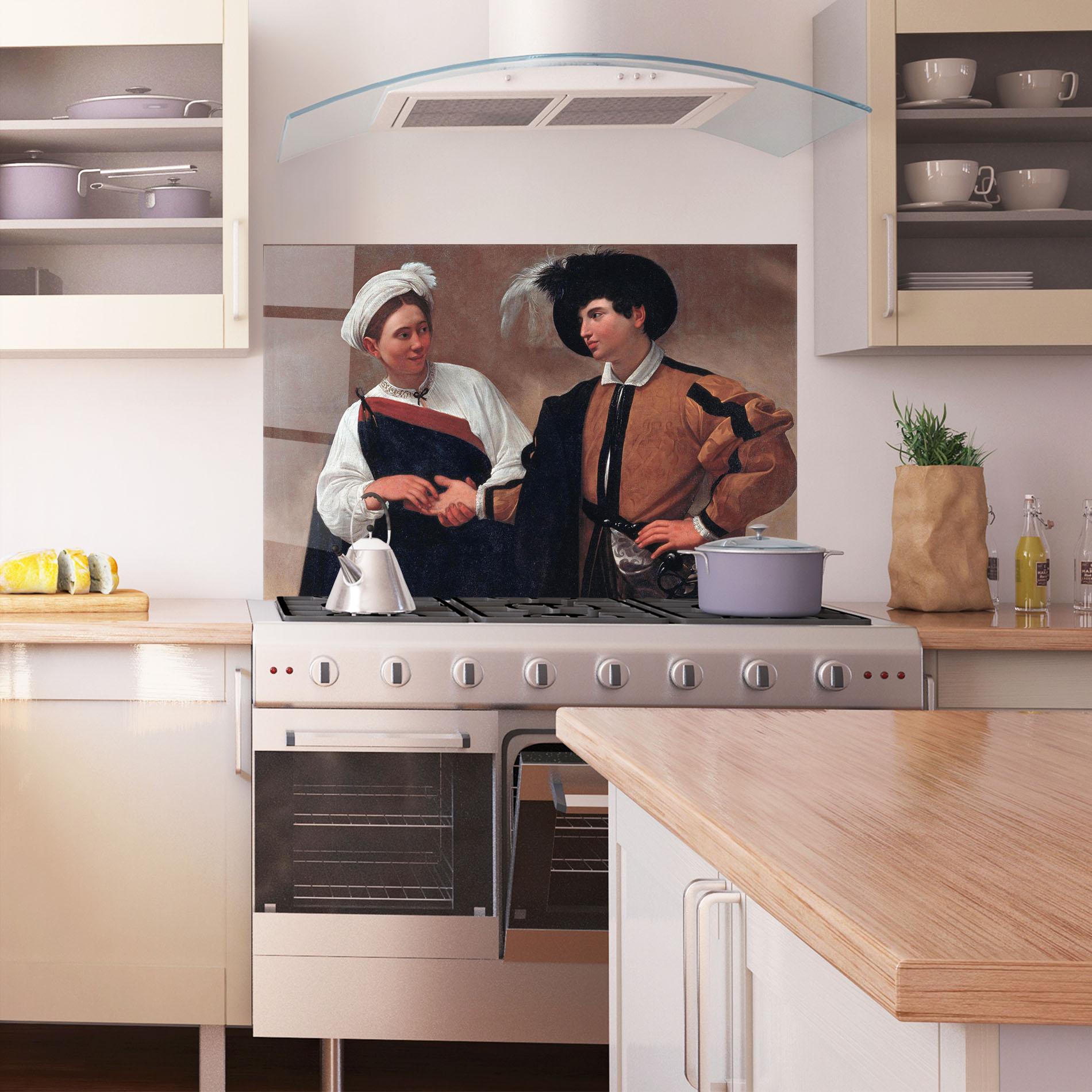 Küchenrückwand Glas Caravaggio Good Luck mockup 1