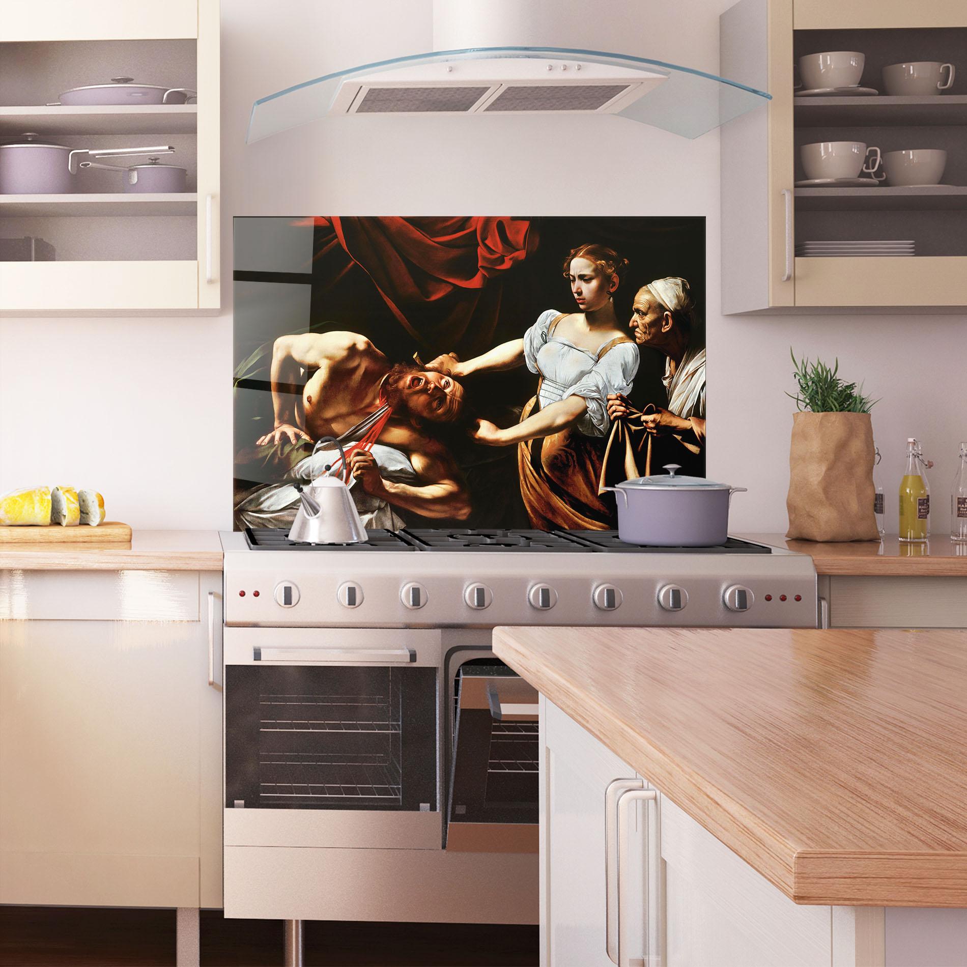 Küchenrückwand Glas Judith Beheading mockup 1