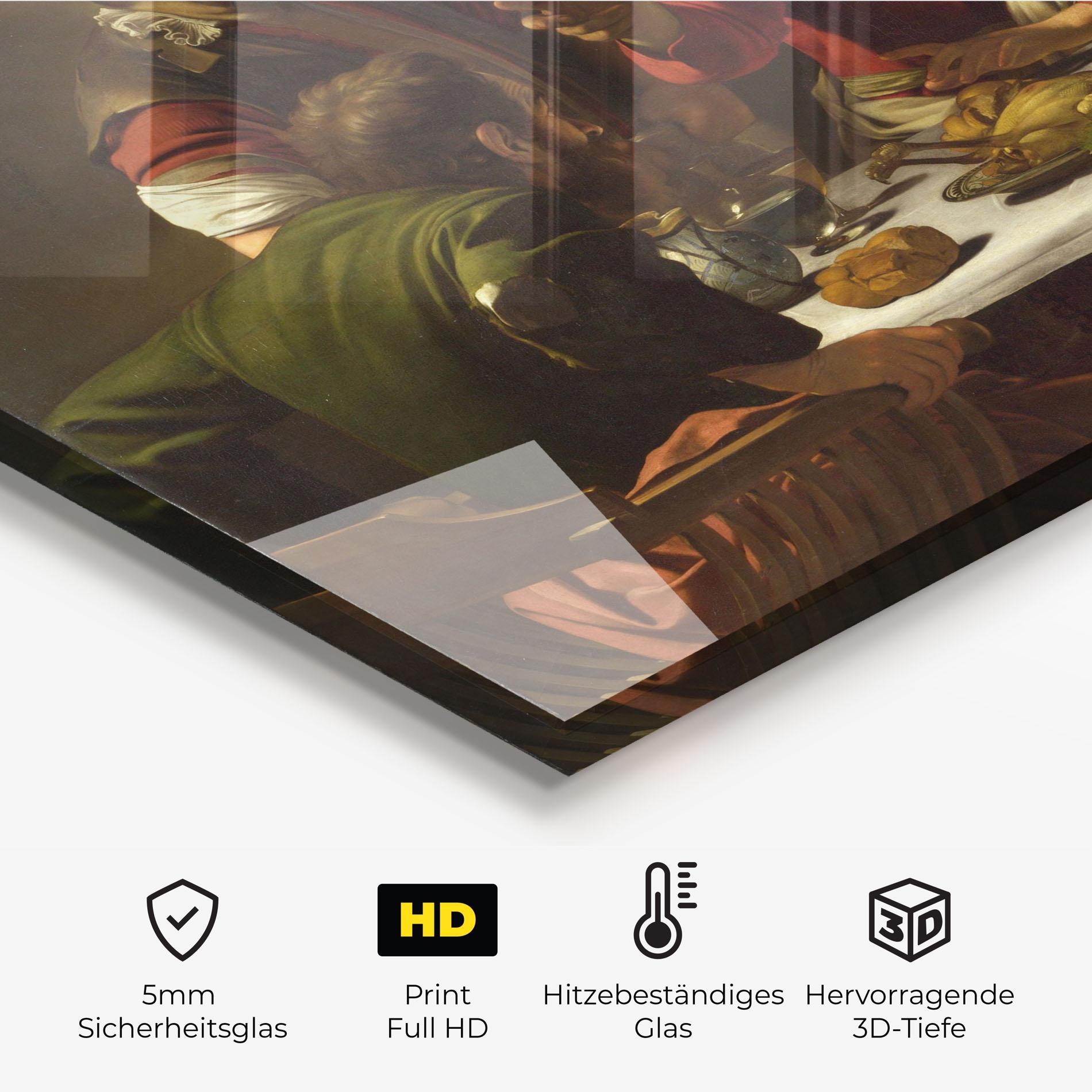 Küchenrückwand Glas Supper At Emmaus mockup 2