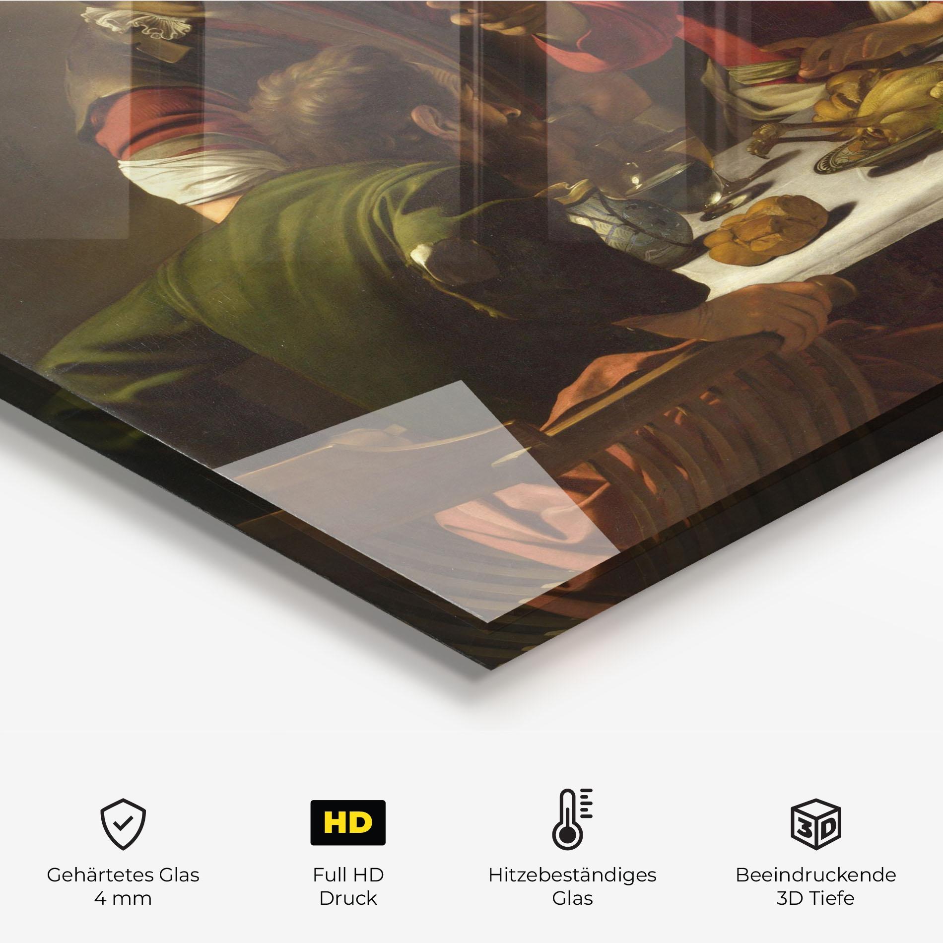 Küchenrückwand Glas Supper At Emmaus mockup 2