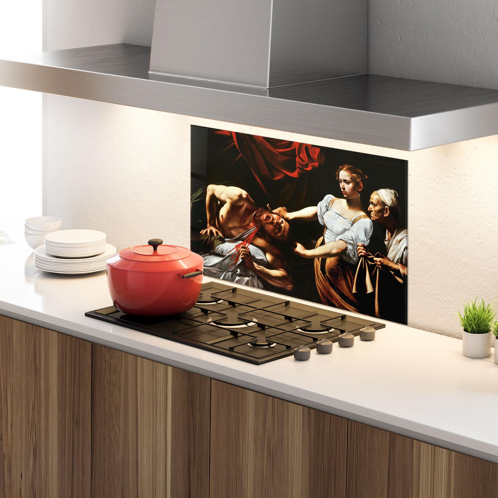 Küchenrückwand Glas Judith Beheading mockup 4