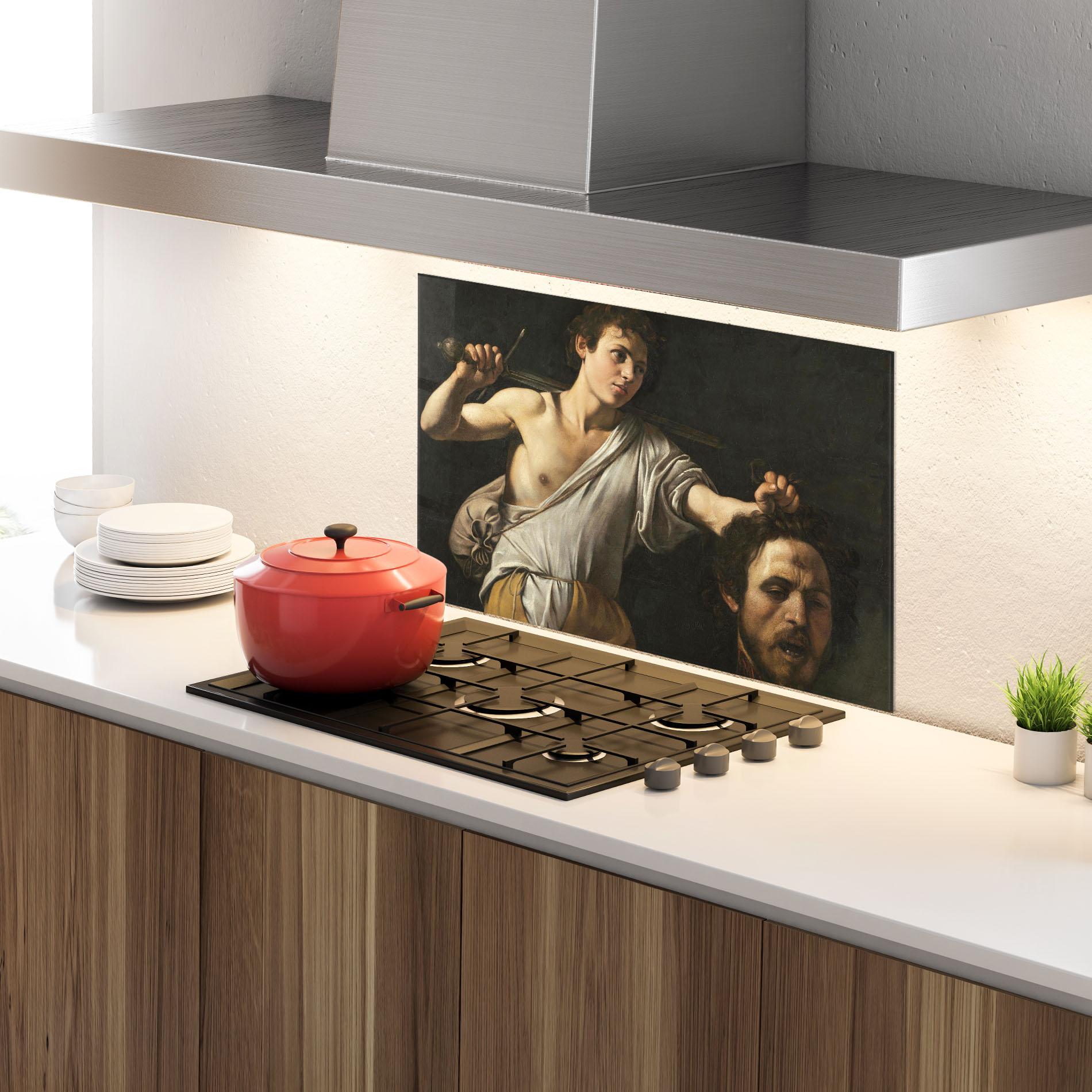 Küchenrückwand Glas The Head Of Goliath mockup 4