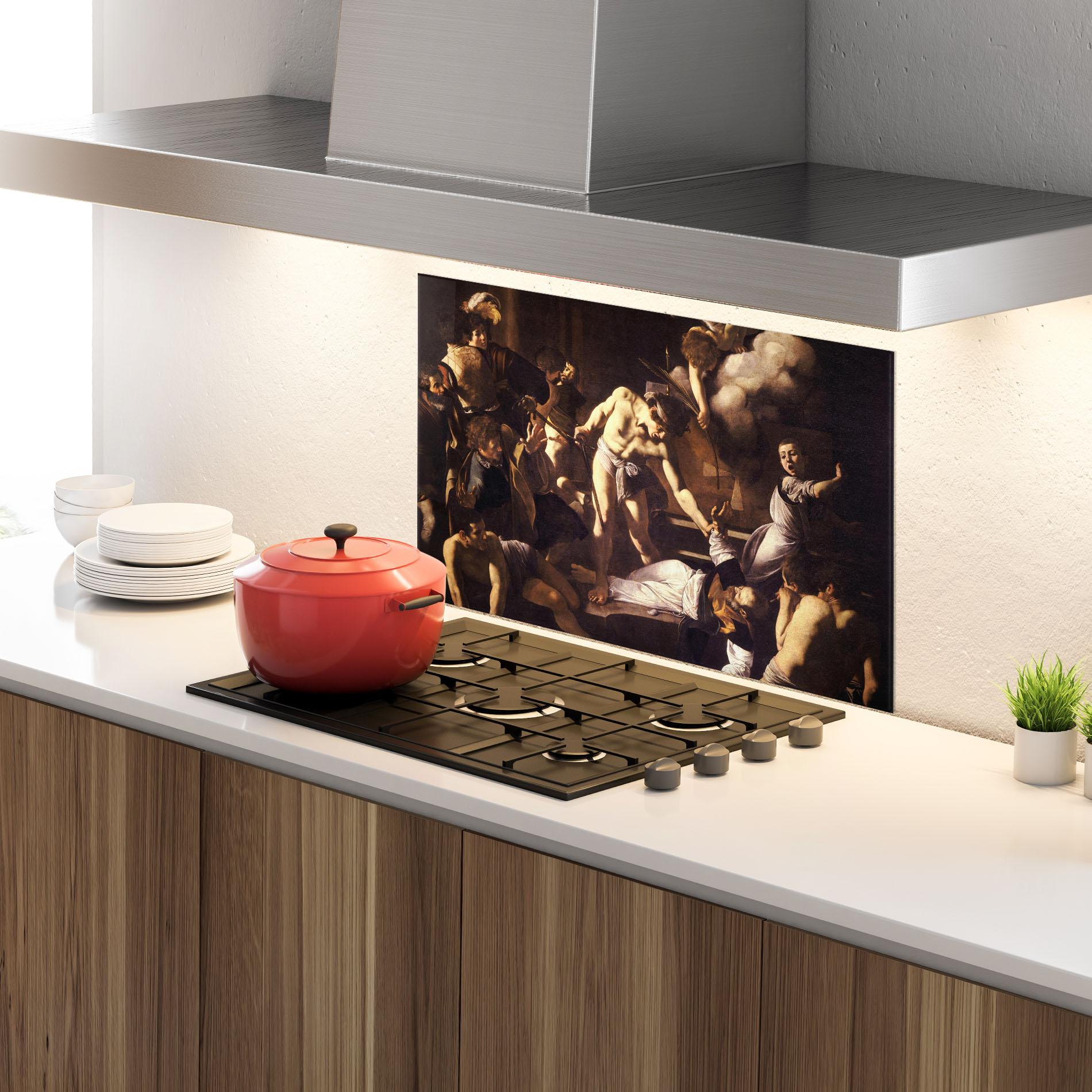 Küchenrückwand Glas The Martyrdom mockup 4