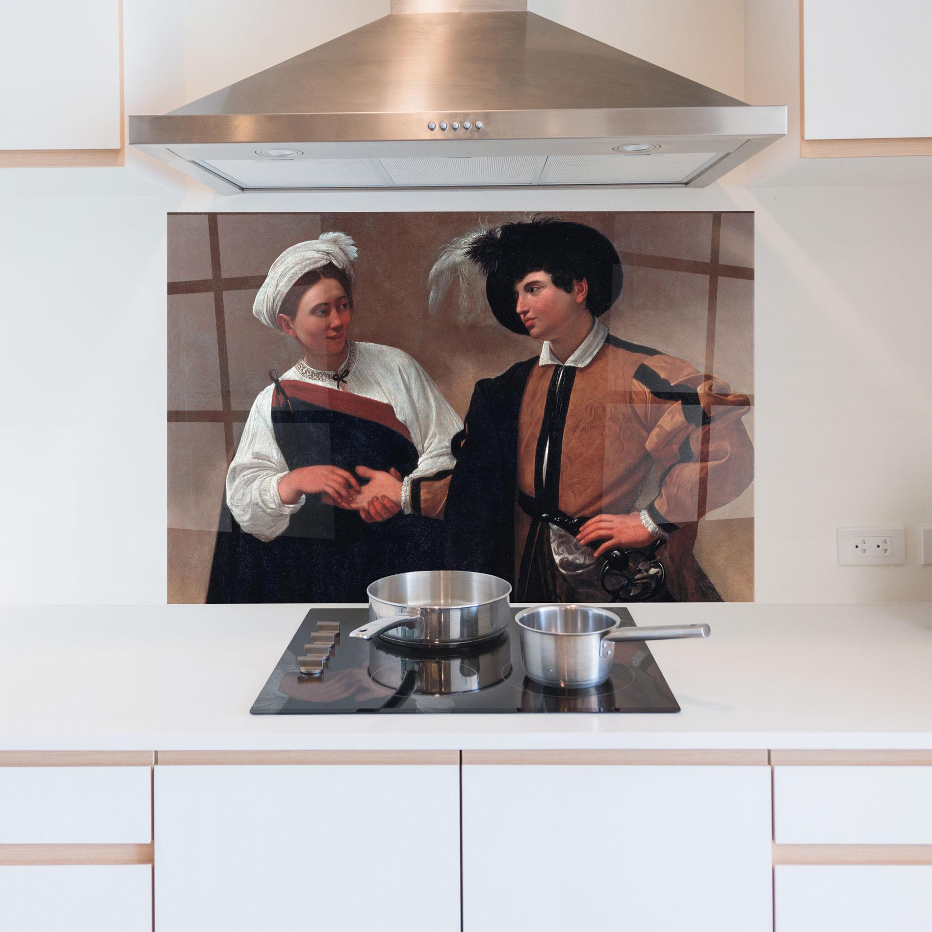 Küchenrückwand Glas Caravaggio Good Luck mockup 5