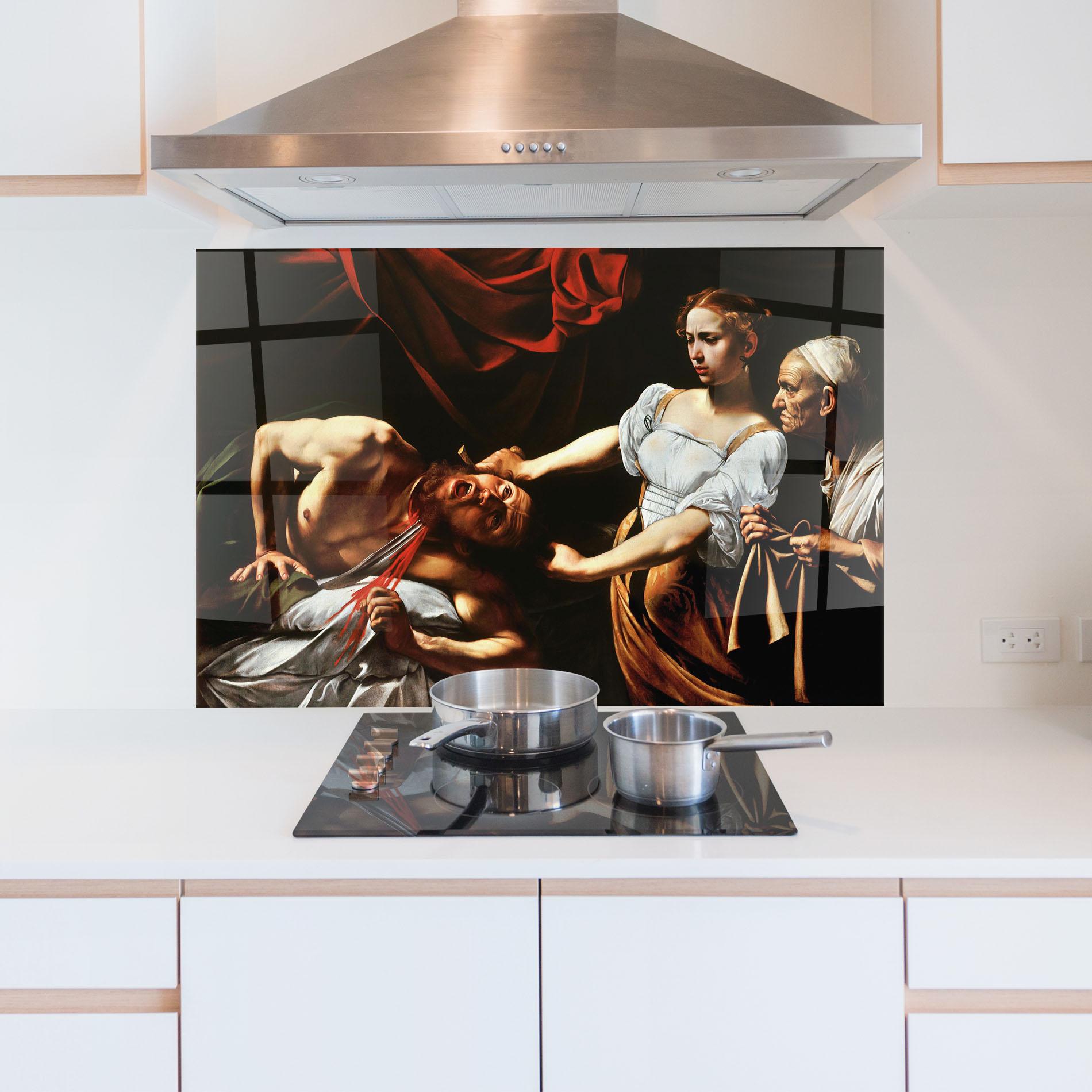 Küchenrückwand Glas Judith Beheading mockup 5