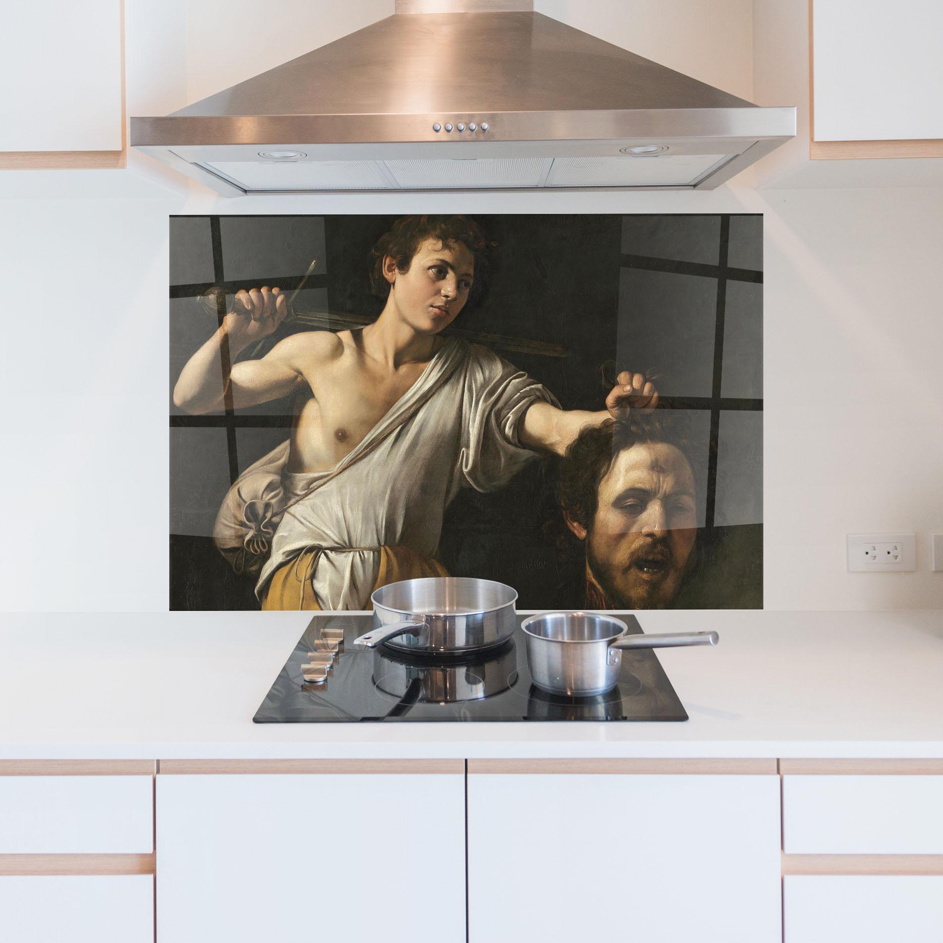 Küchenrückwand Glas The Head Of Goliath mockup 5
