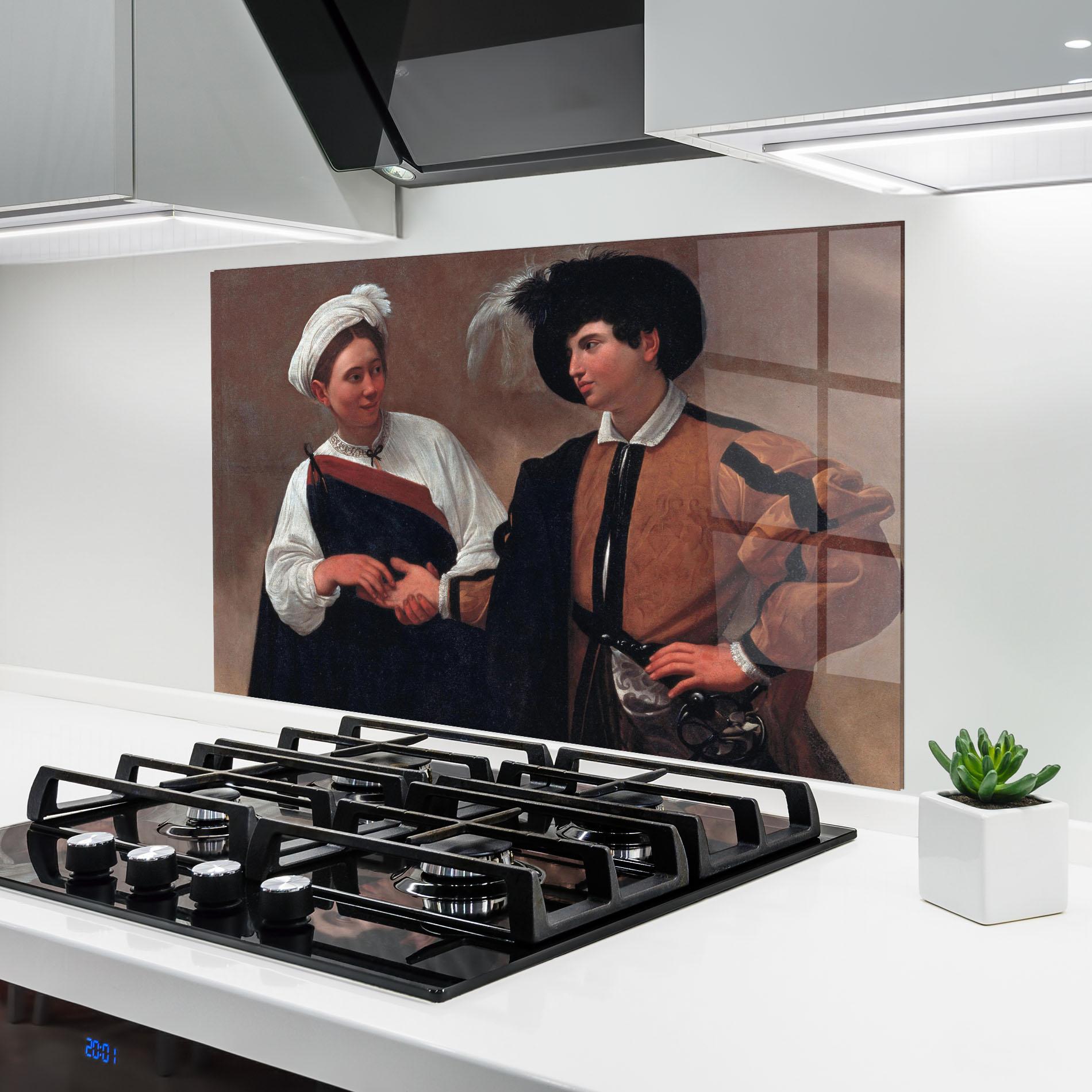 Küchenrückwand Glas Caravaggio Good Luck mockup 6