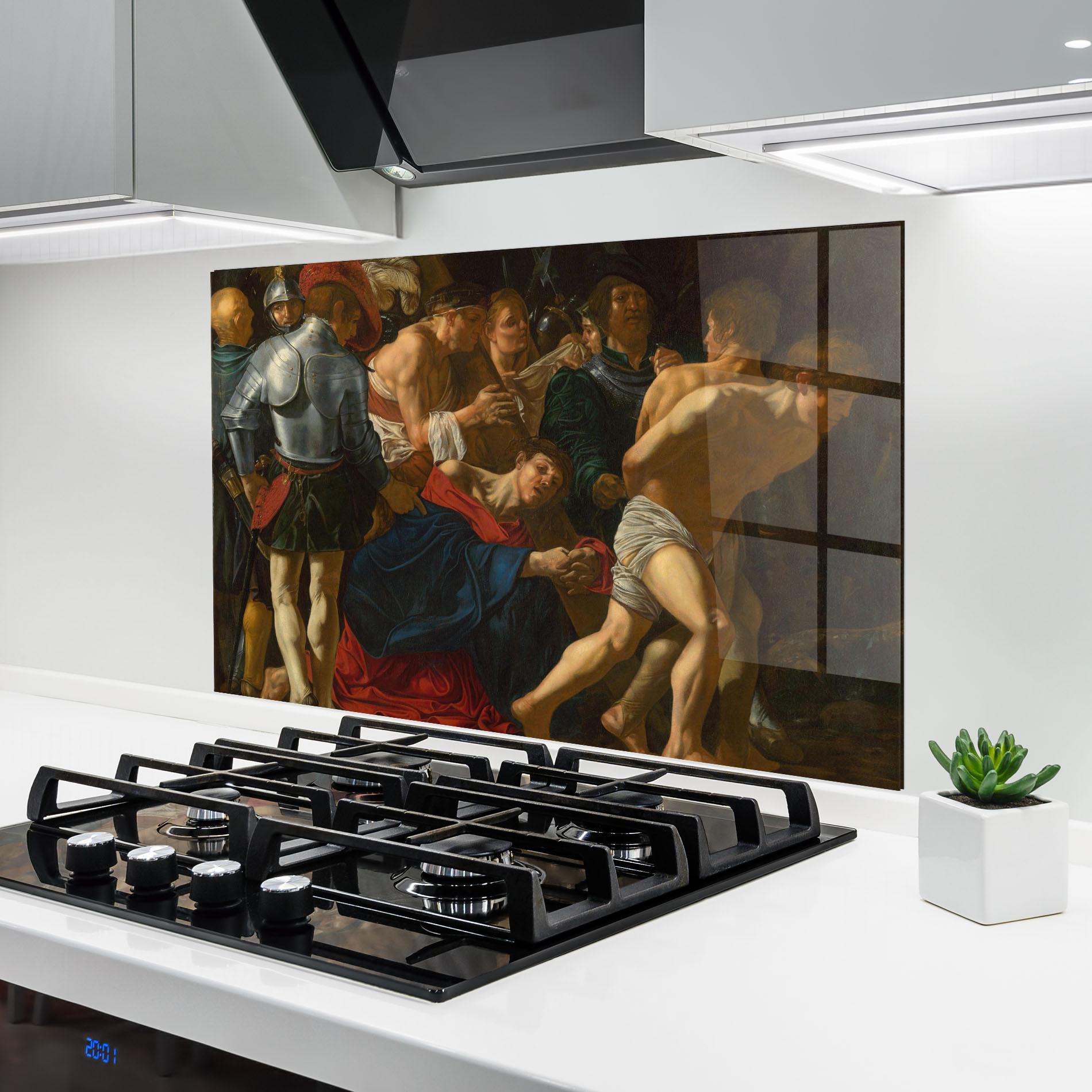 Küchenrückwand Glas Fall Of Christ Calvary mockup 6