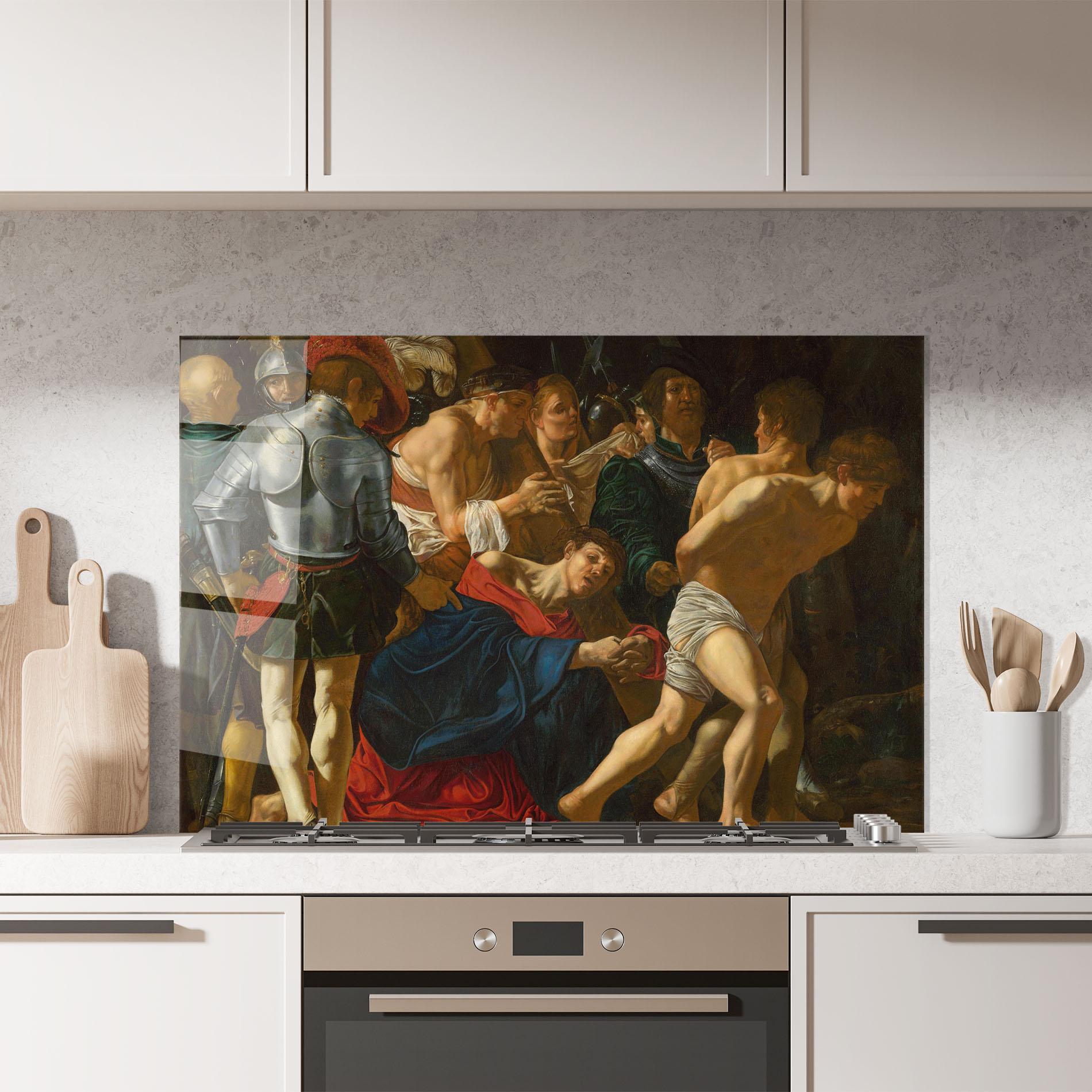 Küchenrückwand Glas Fall Of Christ Calvary mockup 7