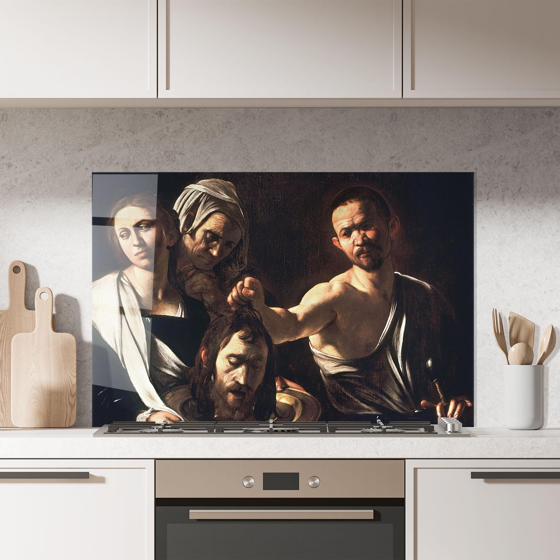 Küchenrückwand Glas Salome With The Head Of John mockup 7