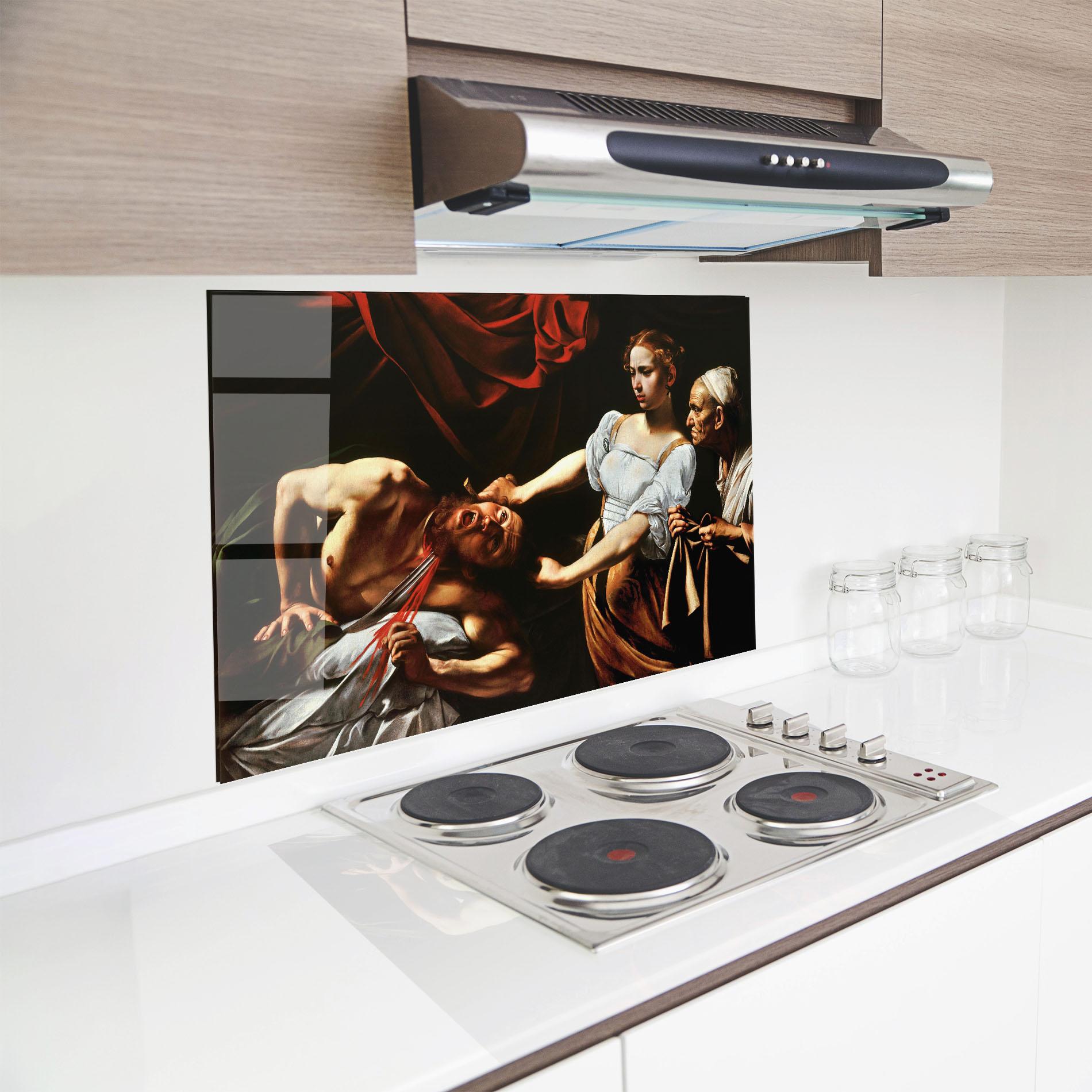Küchenrückwand Glas Judith Beheading mockup 8