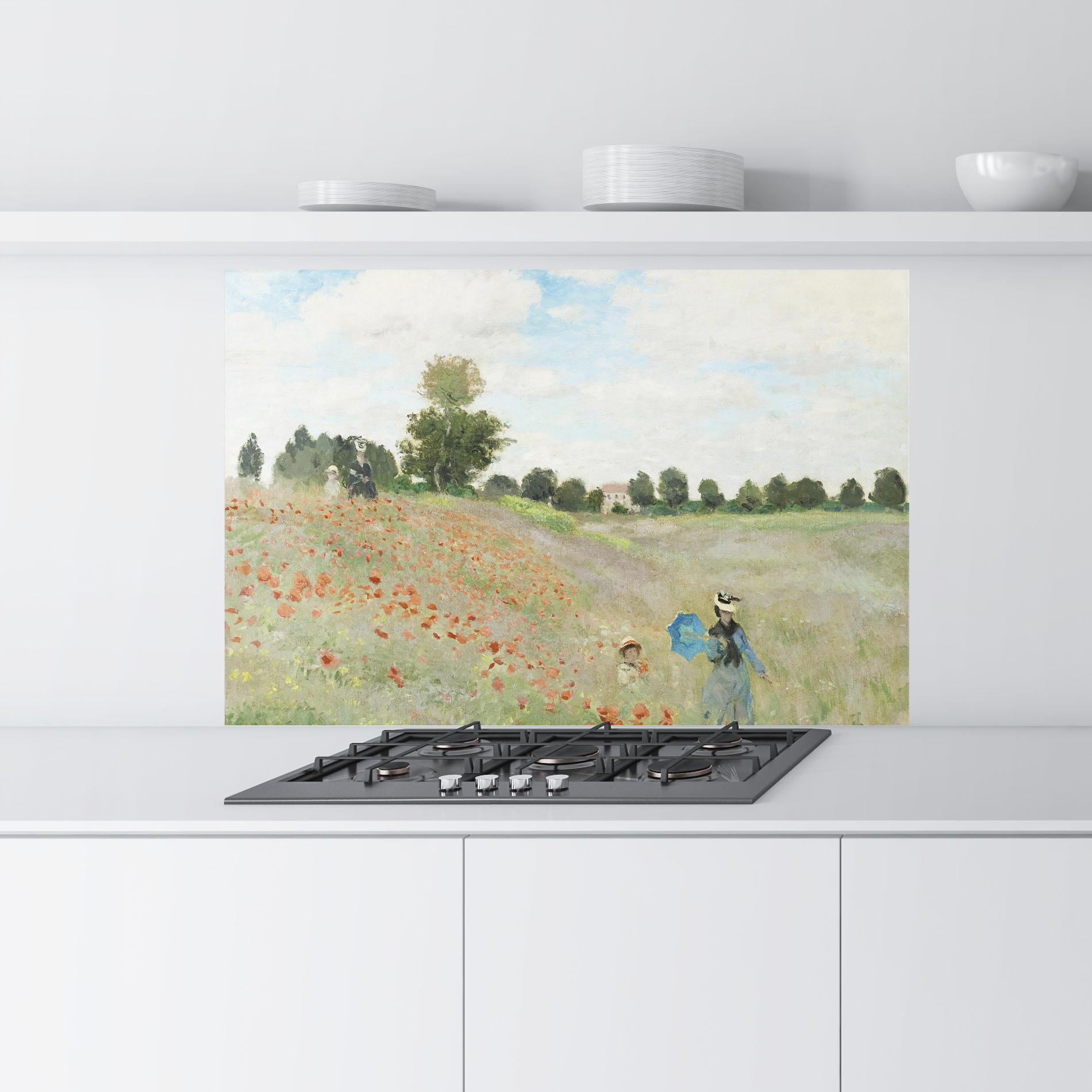 Küchenrückwand Glas Poppy Field Near Argenteuil mockup 9