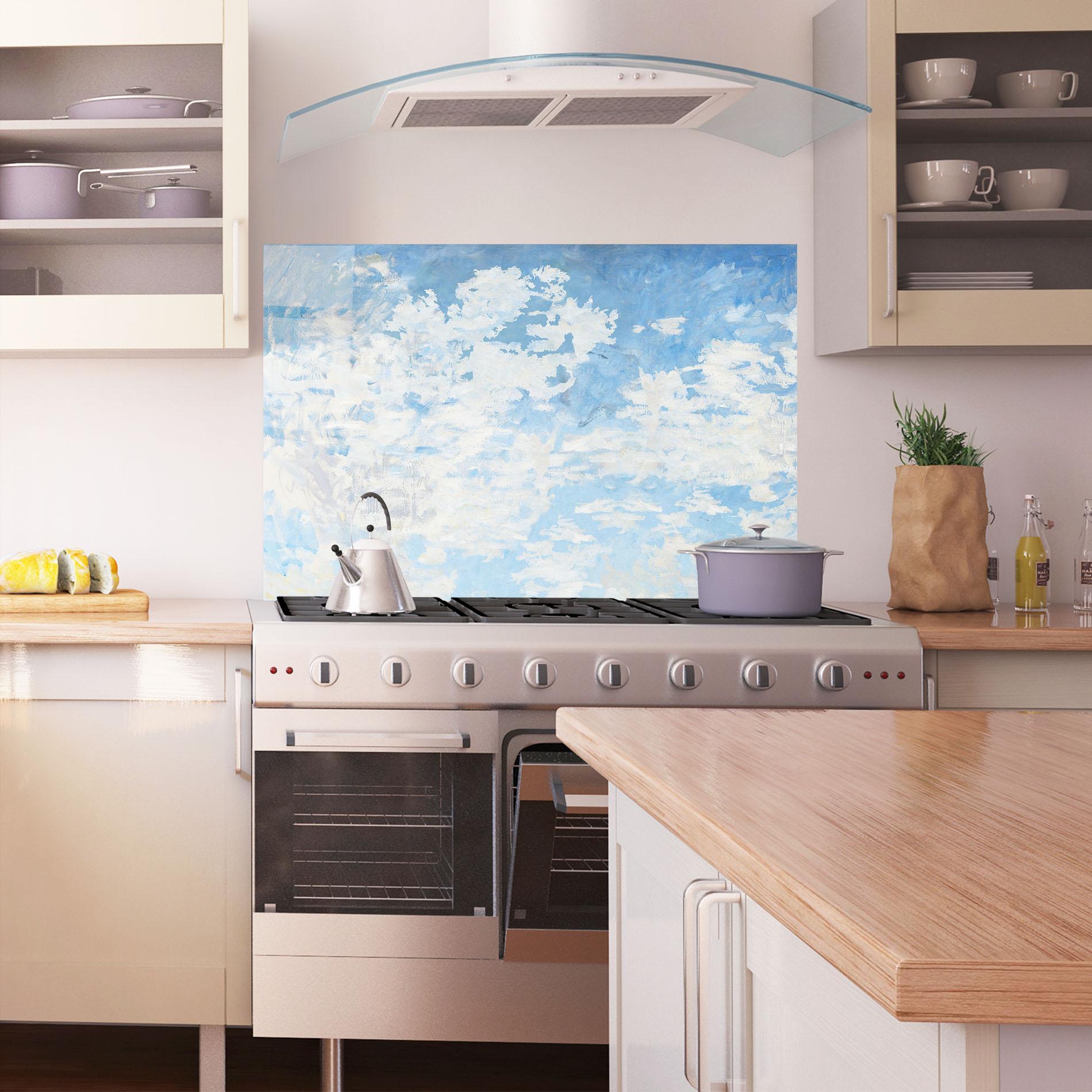 Küchenrückwand Glas Clouds Monet mockup 1