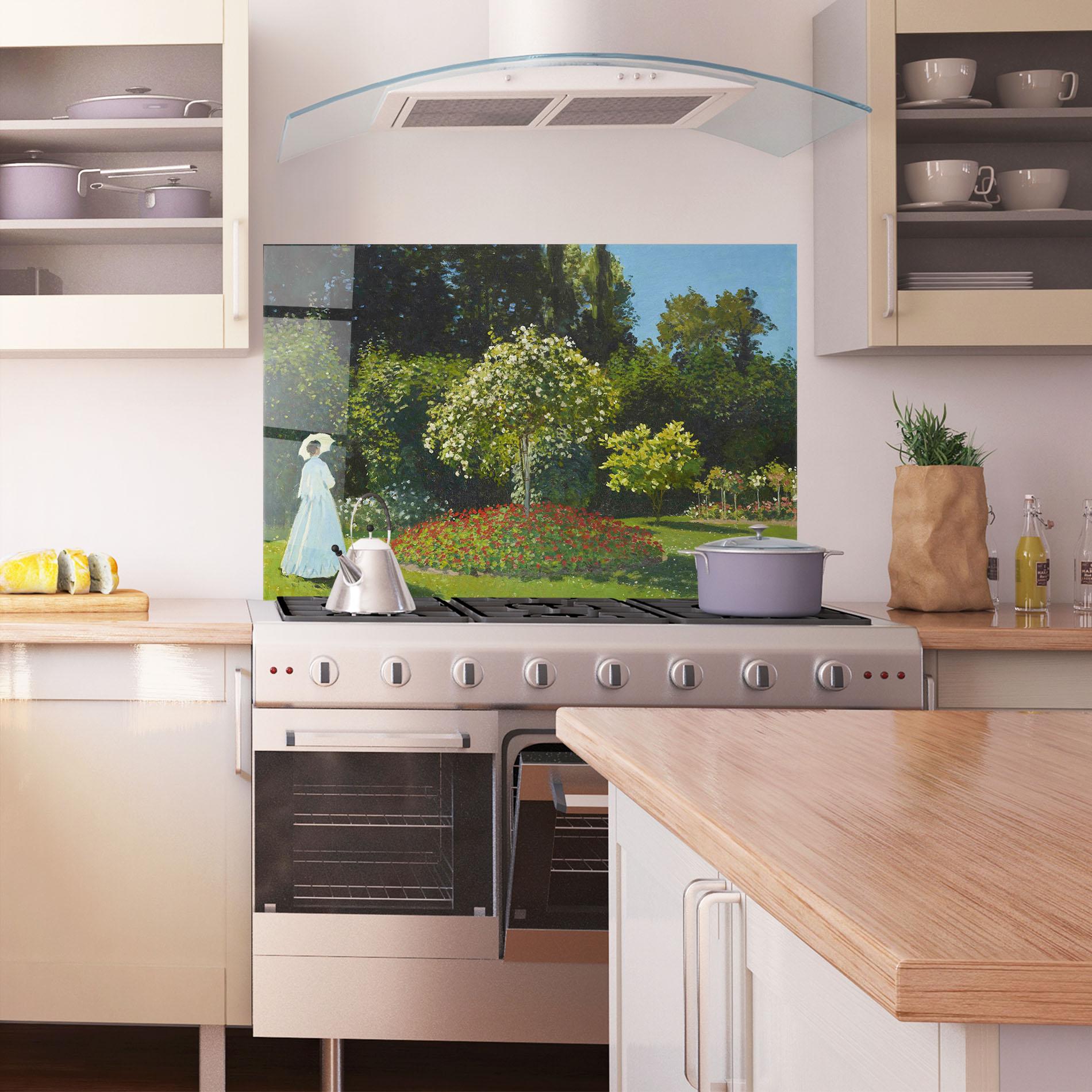 Küchenrückwand Glas Lady In The Garden mockup 1