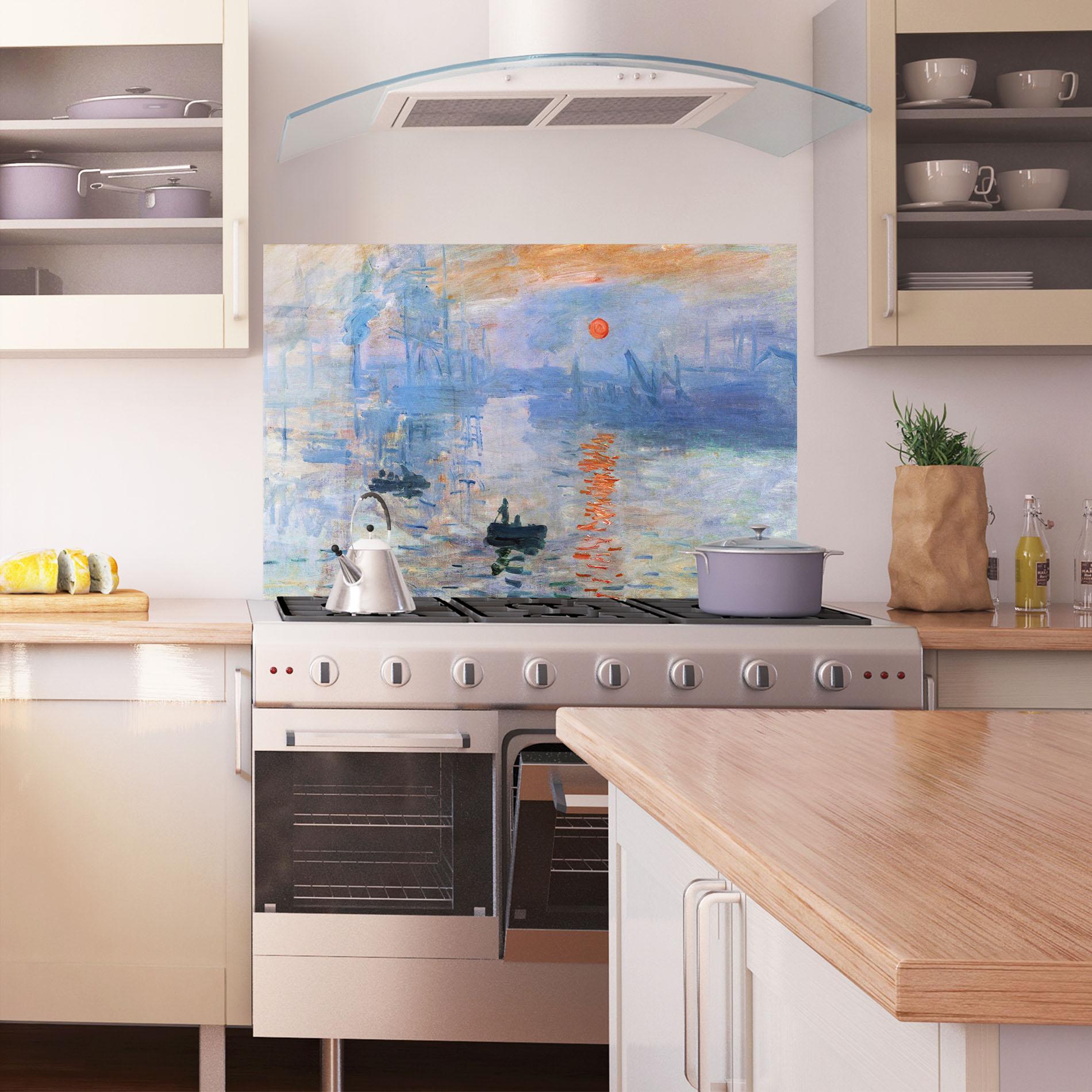 Küchenrückwand Glas Monet Impressionist mockup 1