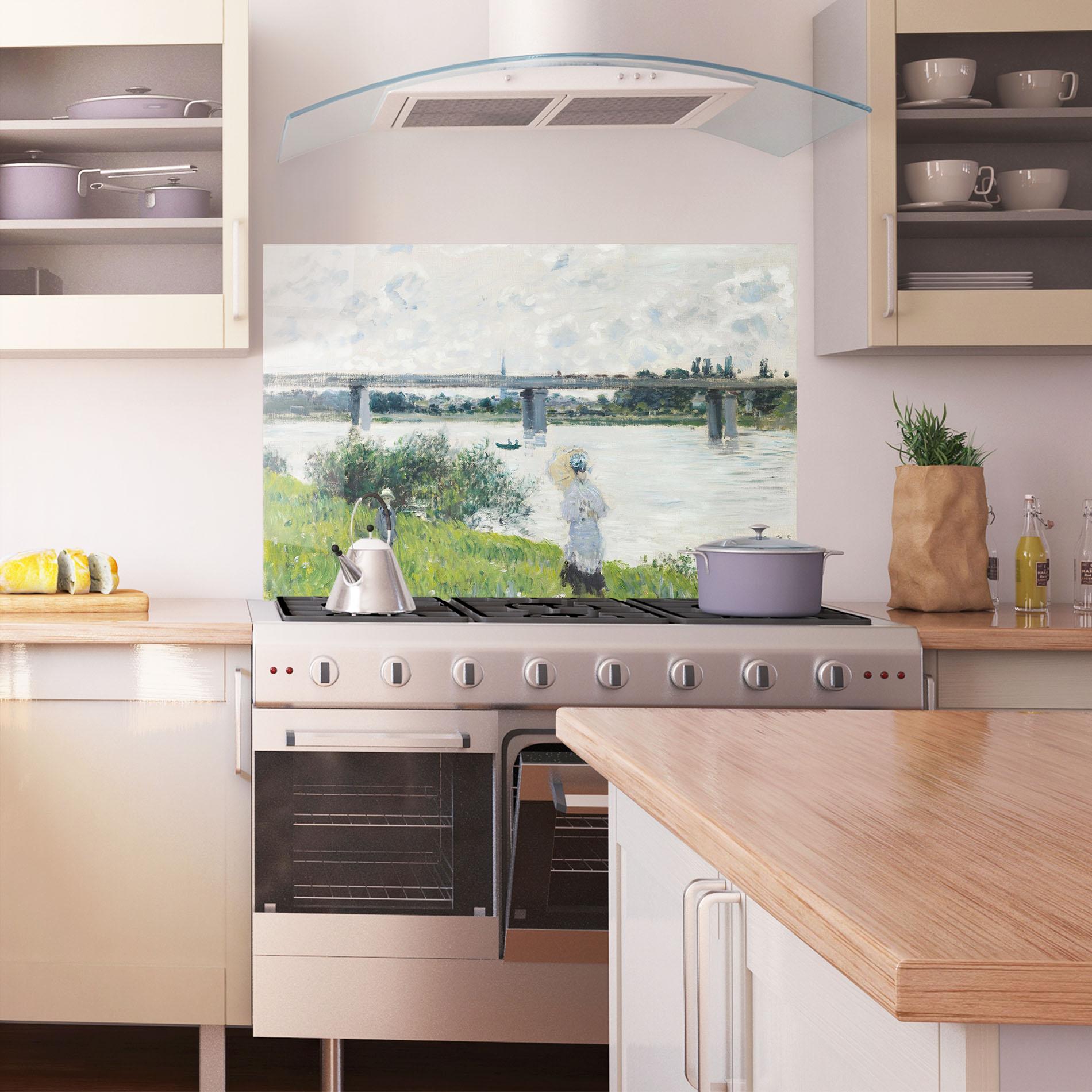 Küchenrückwand Glas Promenade Railroad Bridge mockup 1