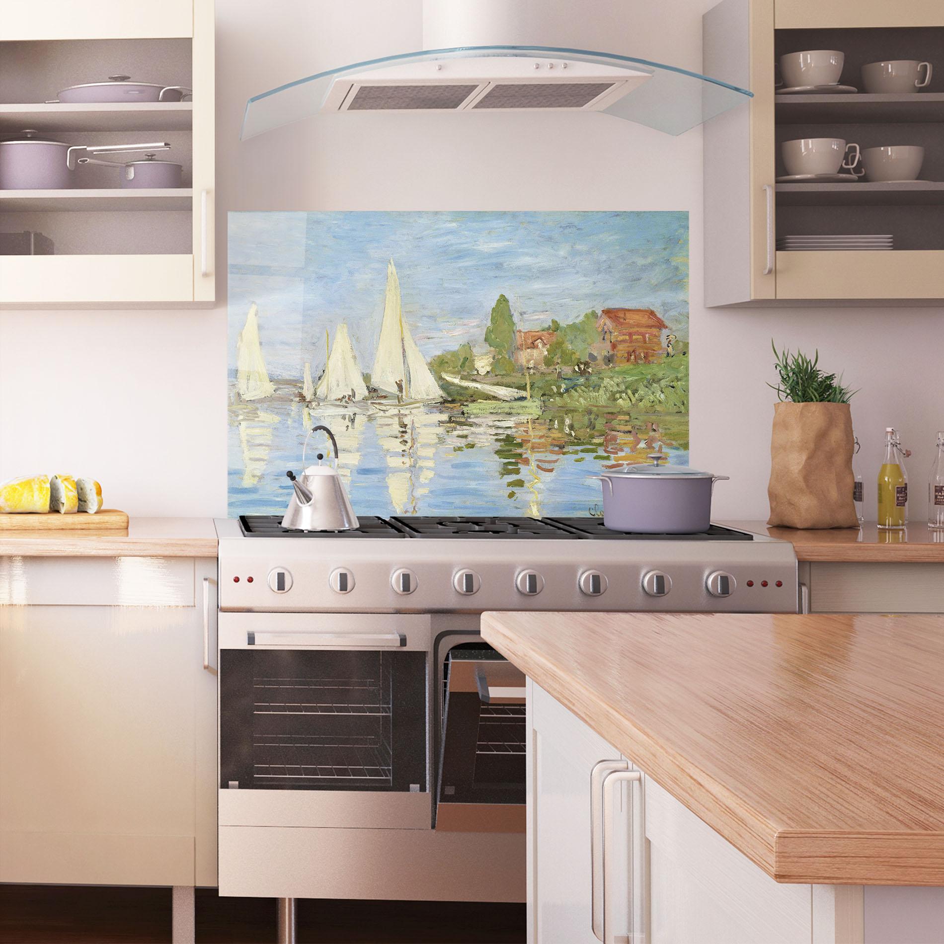 Küchenrückwand Glas Regattas At Argenteuil mockup 1