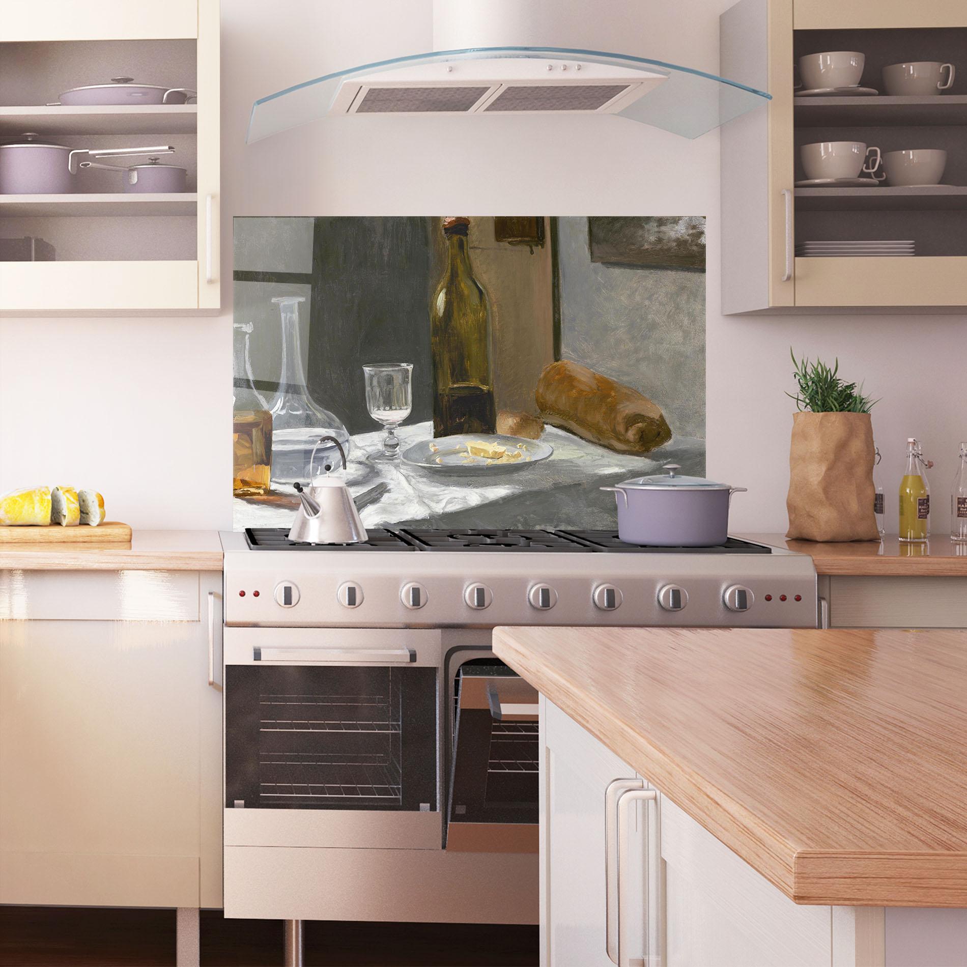 Küchenrückwand Glas Still Life With Bottle mockup 1