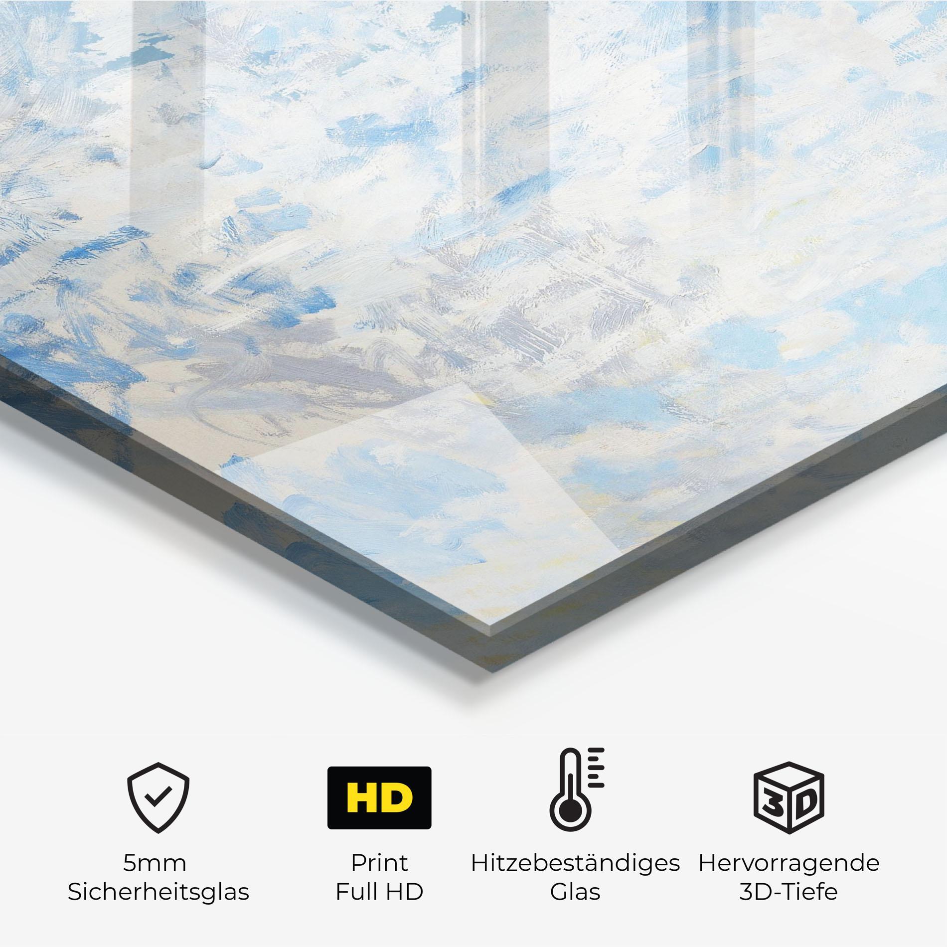 Küchenrückwand Glas Clouds Monet mockup 2