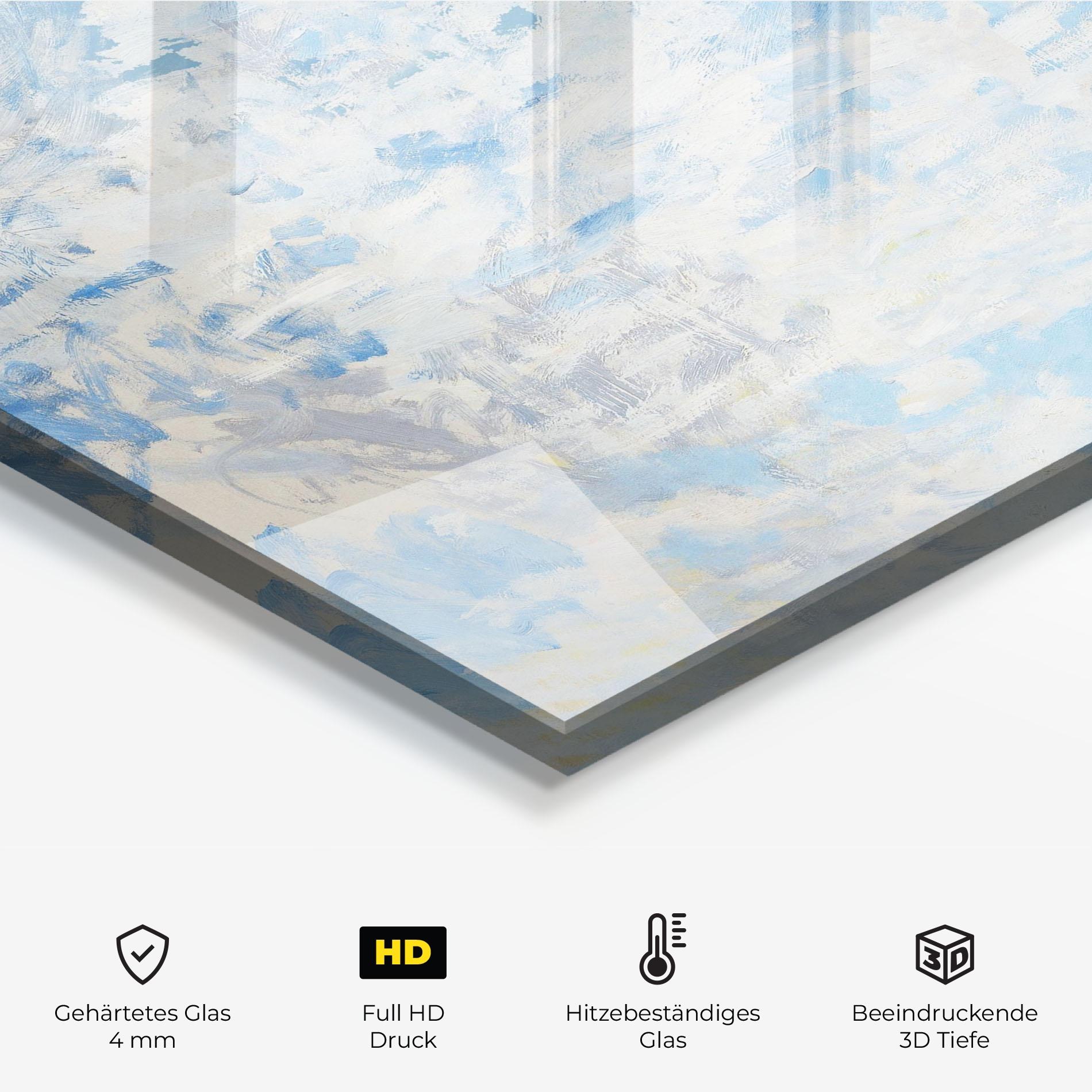 Küchenrückwand Glas Clouds Monet mockup 2