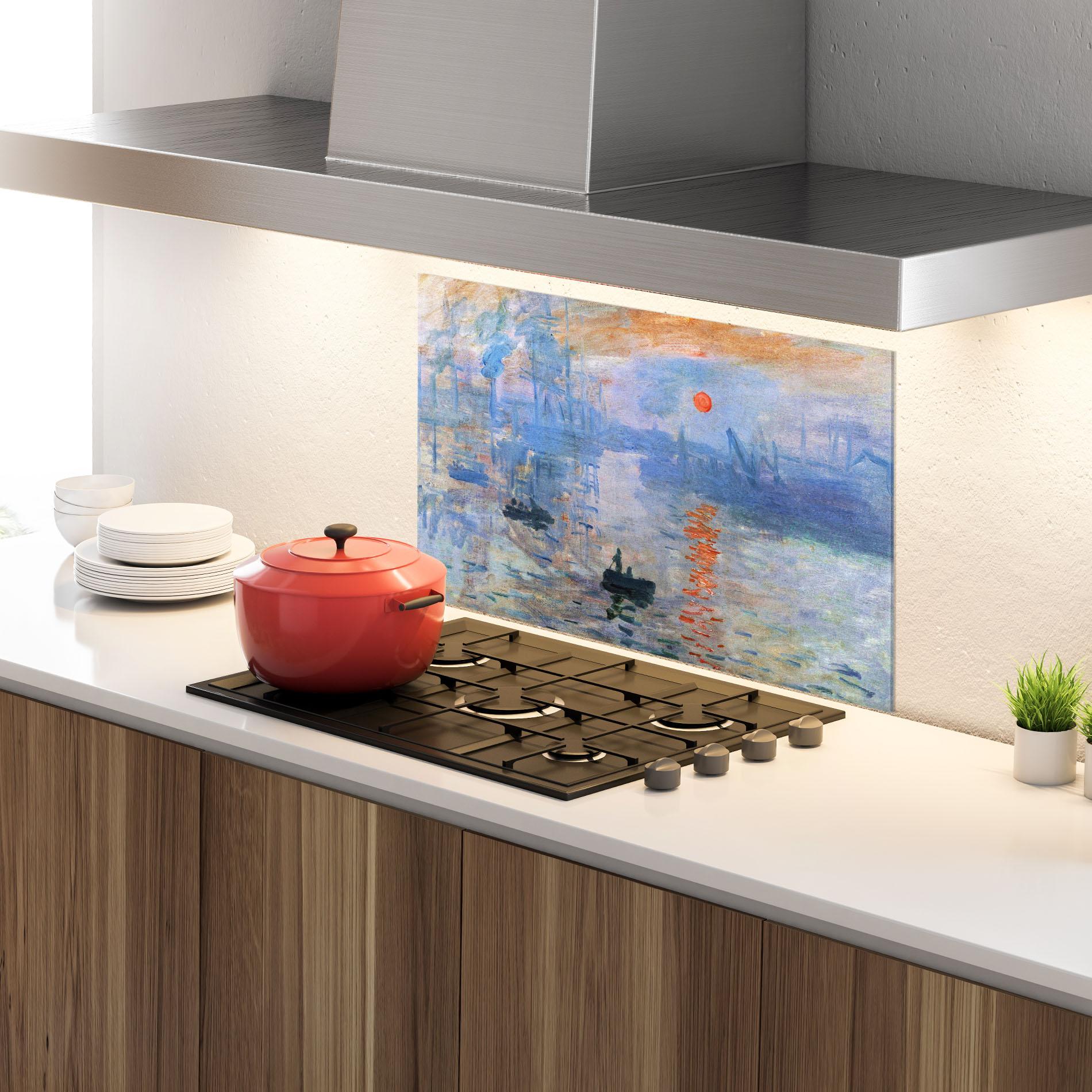 Küchenrückwand Glas Monet Impressionist mockup 4