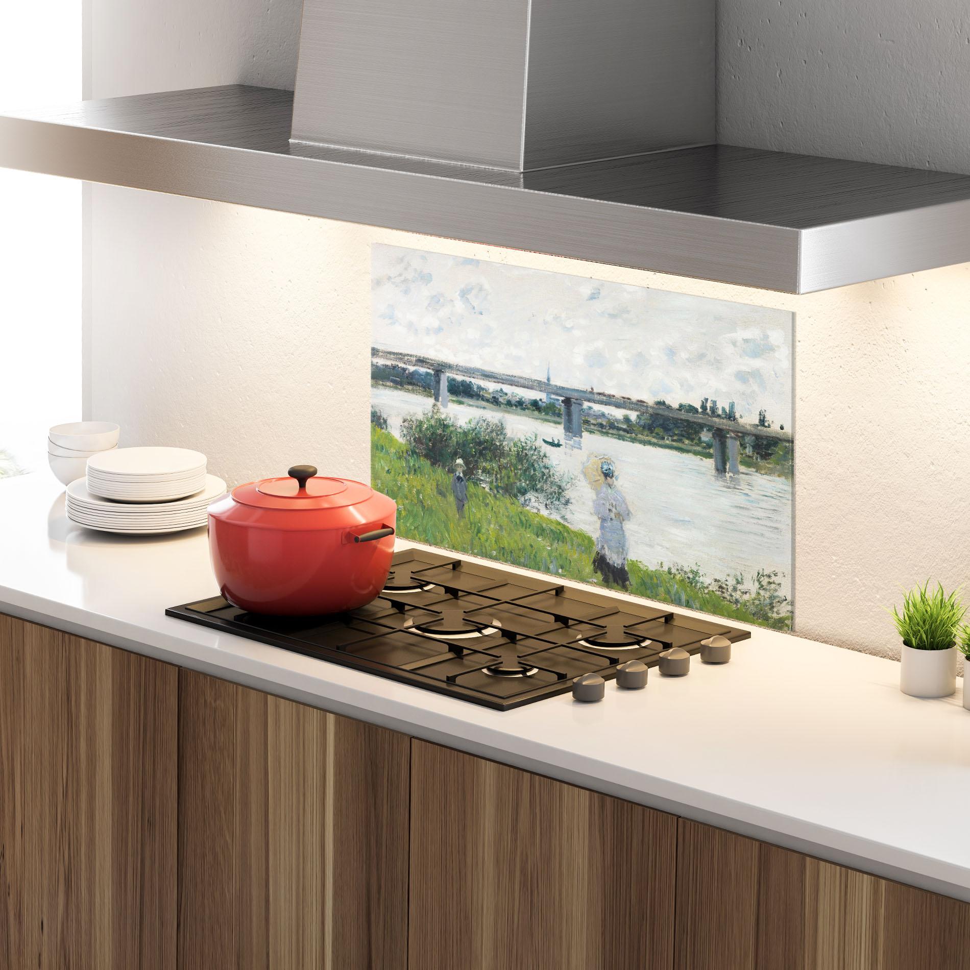 Küchenrückwand Glas Promenade Railroad Bridge mockup 4